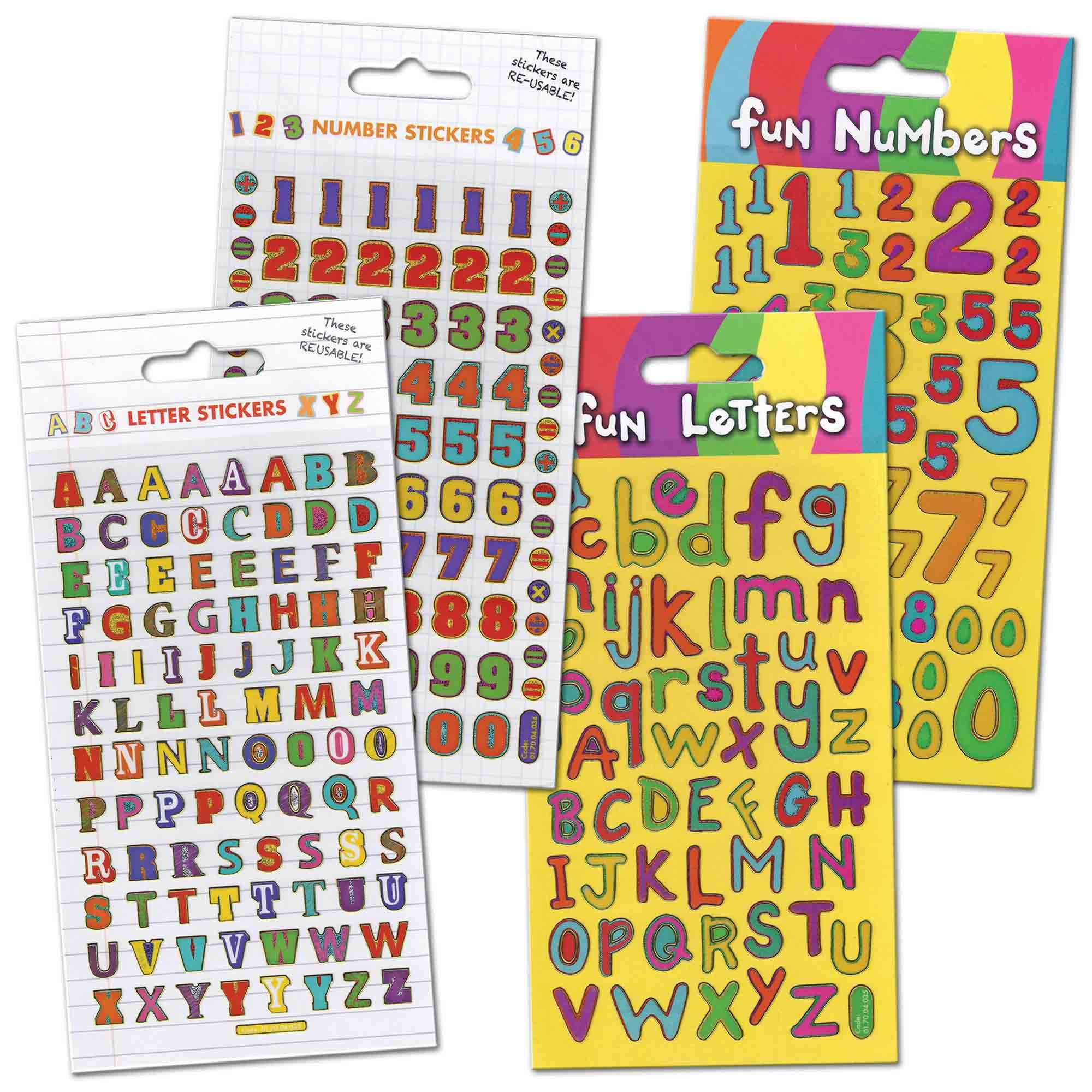 Number and letters sparkly stickers 19.5cm x 10cm, imported from the UK