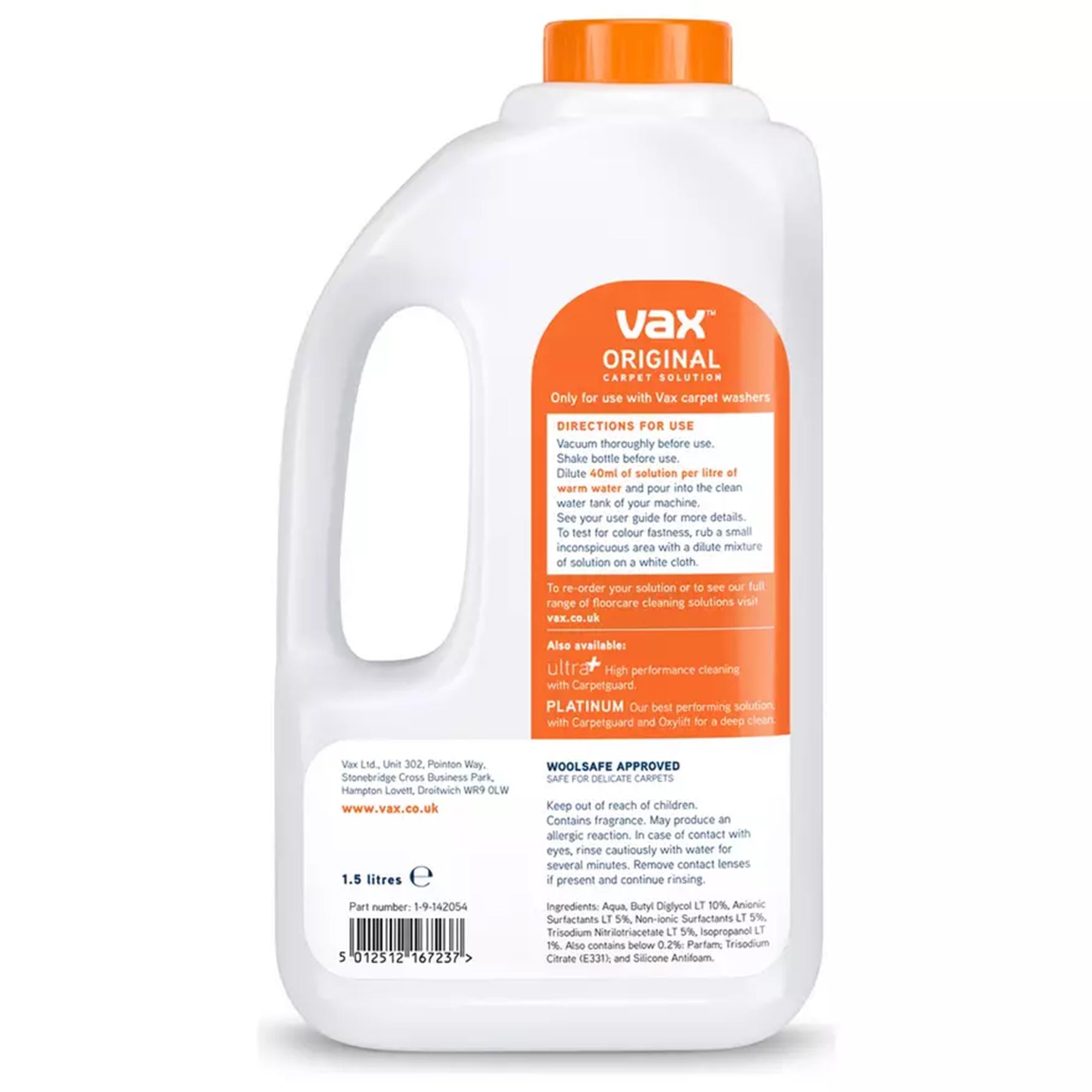 Vax Original Pet Carpet Cleaning Solution 1.5 Litre (British brand)