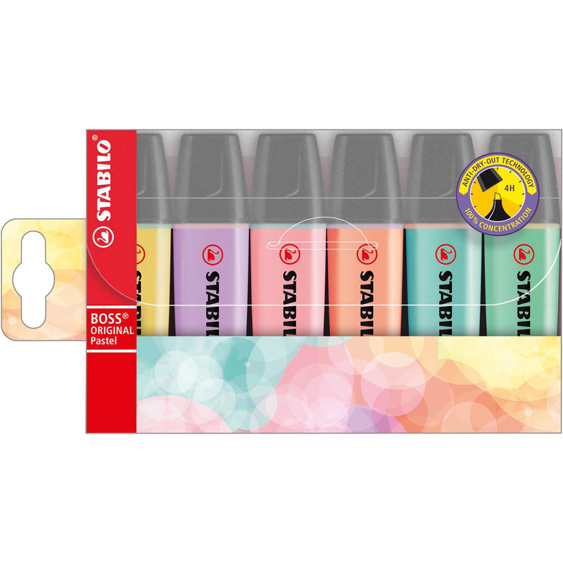 Stabilo Pastel Highlighters 6pk with pastel shades, a British brand