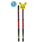 Pokémon set of 2 pencils with Pikachu and Squirtle erasers (British brand)