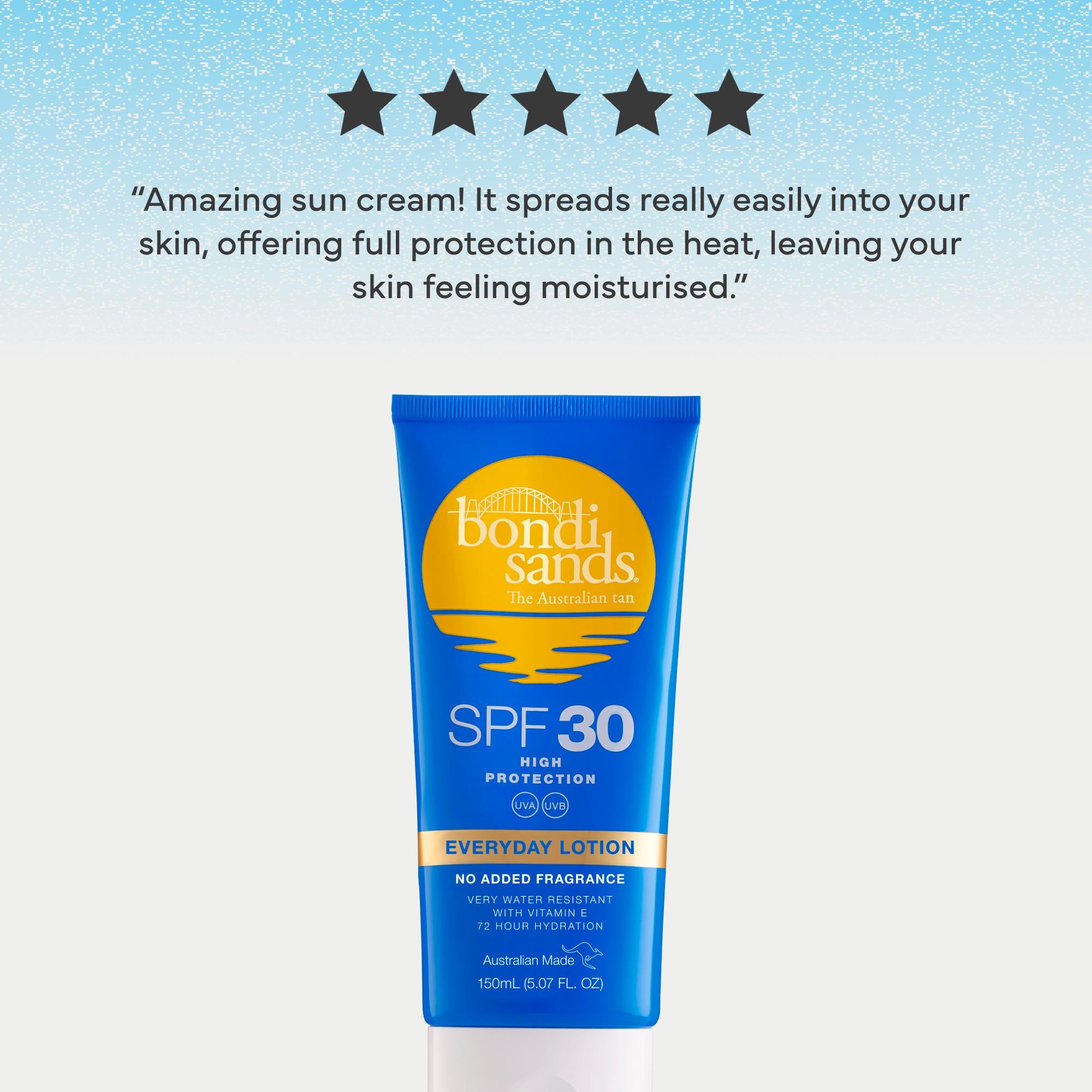 Bondi Sands SPF30 sunscreen lotion 150ml, imported from the UK