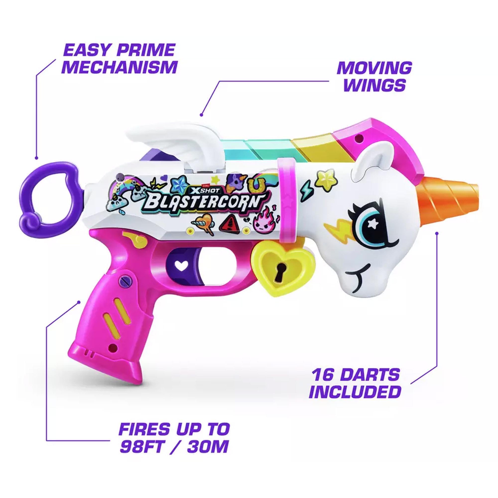XSHOT Blastercorn unicorn toy blaster with darts (British brand)