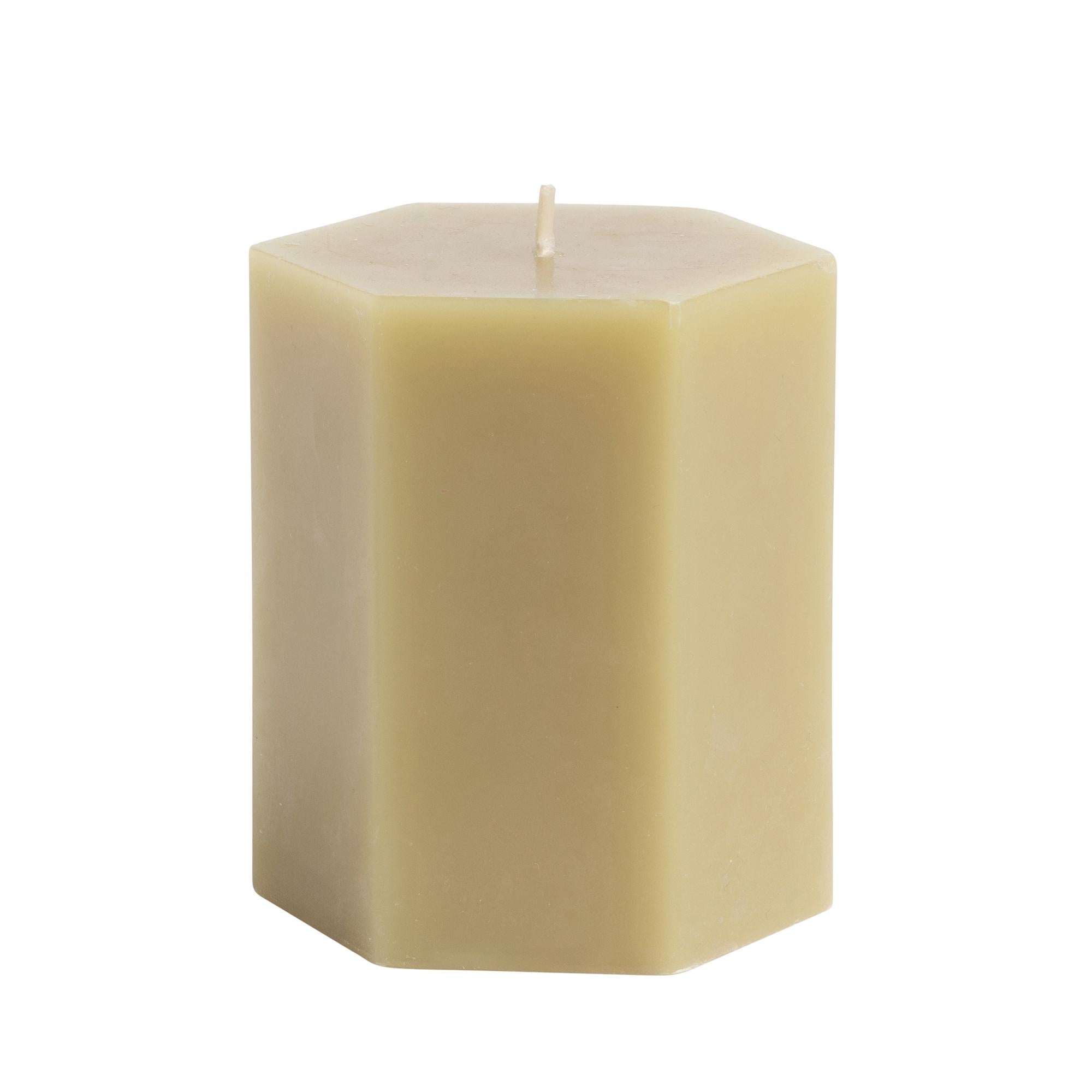 Habitat Small Hexagon Pillar Candle Sage H9cm, UK version