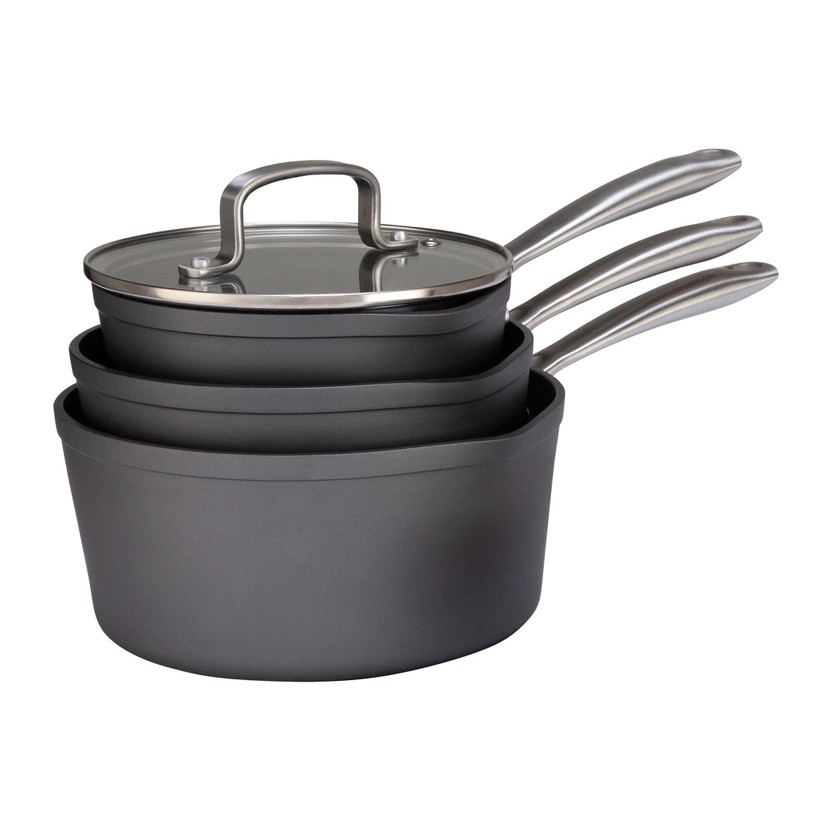 Habitat hard anodised aluminium saucepan set 3 piece, UK version