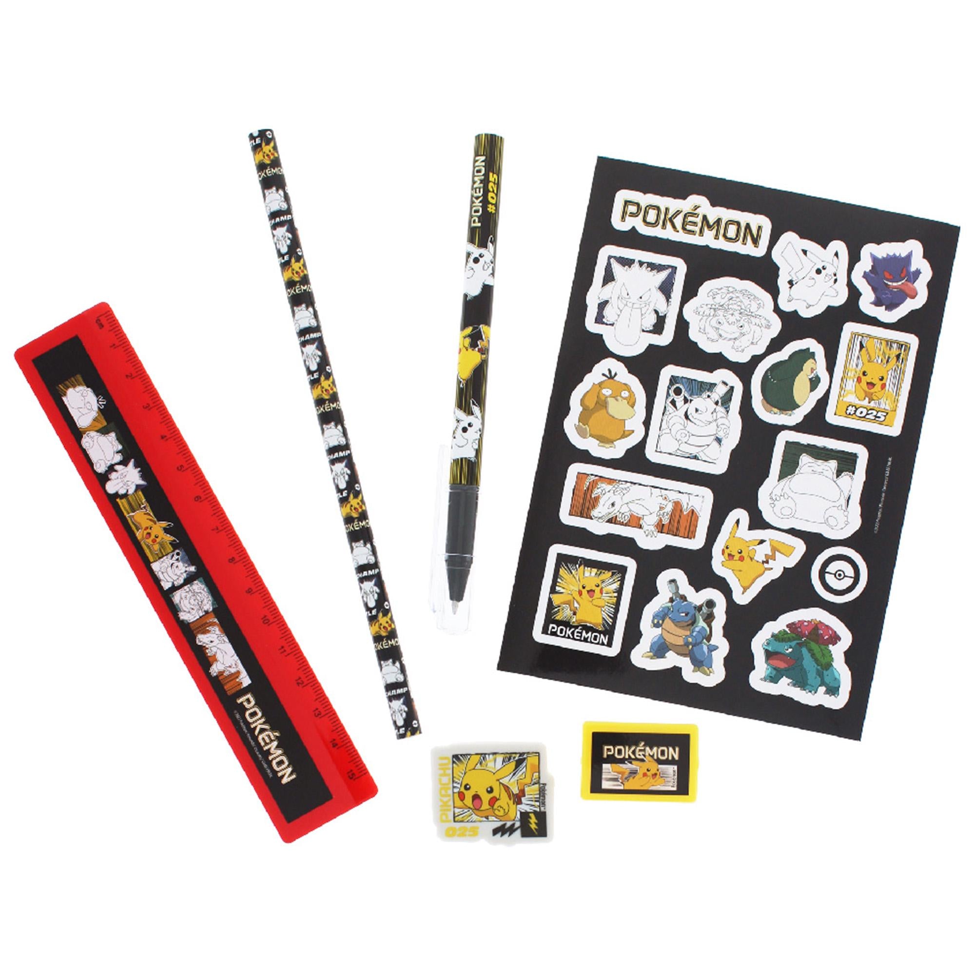 Pokemon Super stationery set with accessories, imported from the UK