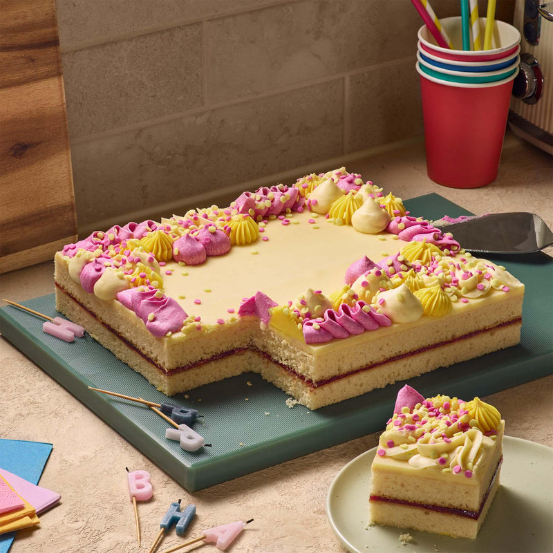 Sainsbury's Pink Iced Madeira Traybake Celebration Cake 1.36kg - British product