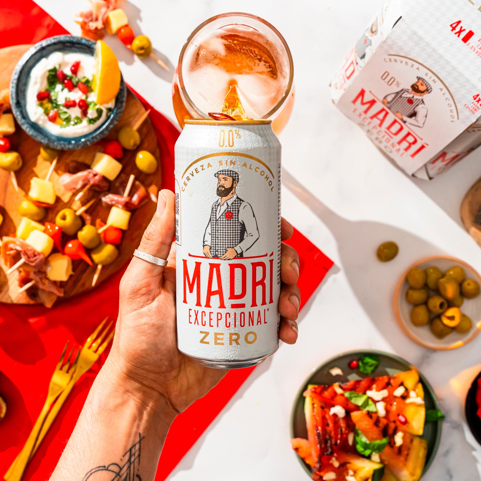 Madri Excepcional 0% alcohol-free lager cans 4x440ml - British product