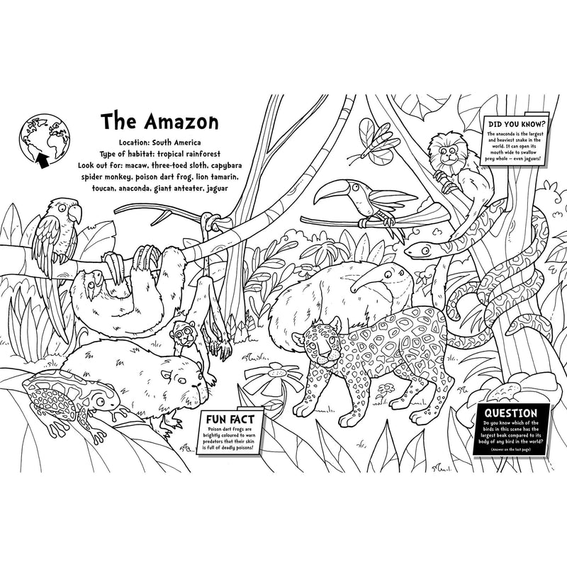 Fact-filled children's colouring book animal or dinosaur edition, UK version