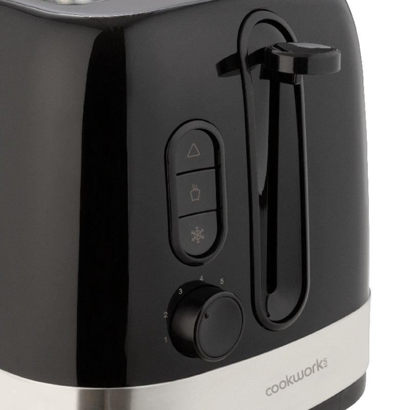 Cookworks illuminated black 2 slice toaster - British product