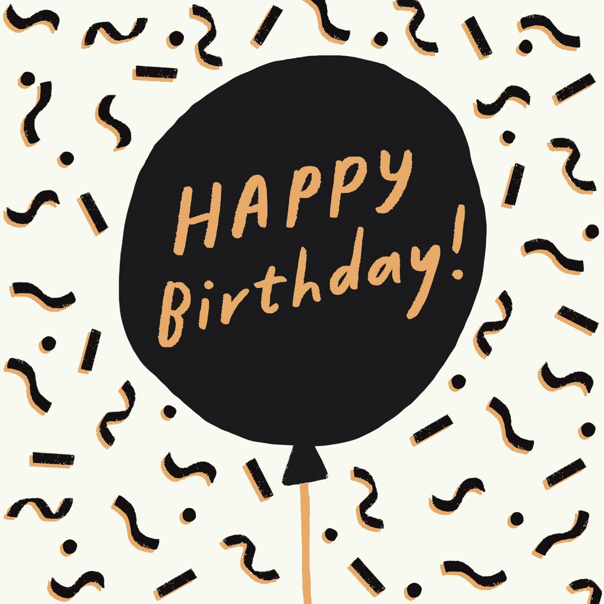 Sainsbury's birthday card black balloon 15.9cm (British brand)