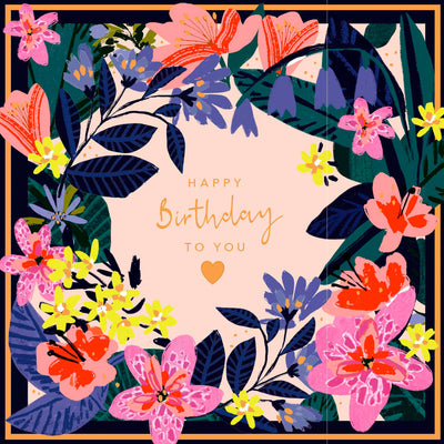Sainsburys Sainsbury's Happy Birthday Card Floral Wreath Greeting Card 15.9cm- Buy online at McGrocer