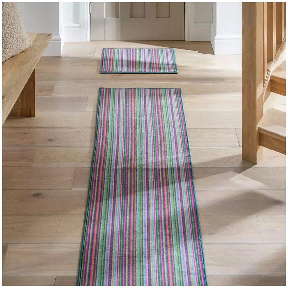 Sainsbury's Home bright stripe runner and mat 180x57cm - British product