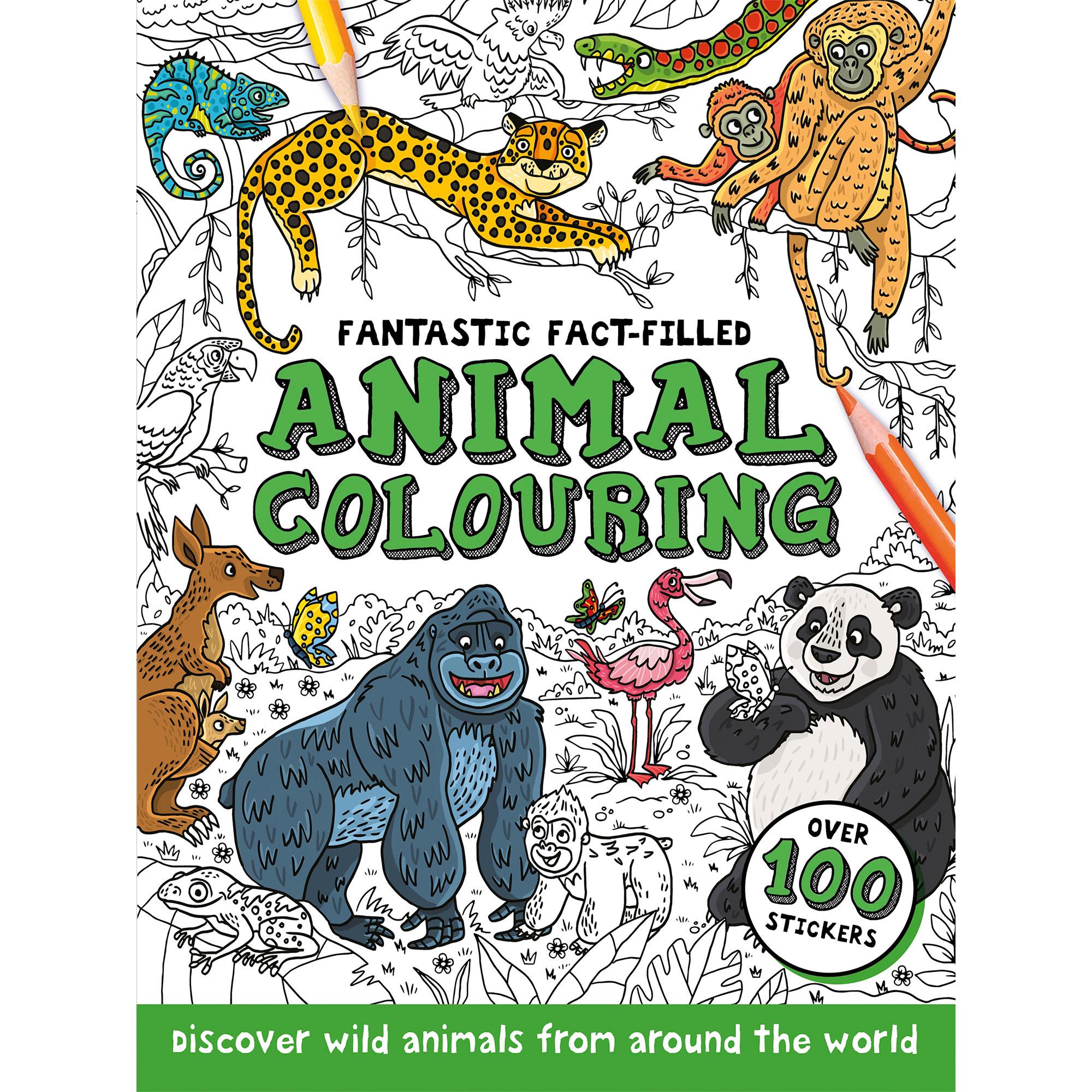 Fact-filled children's colouring book animal or dinosaur edition, UK version