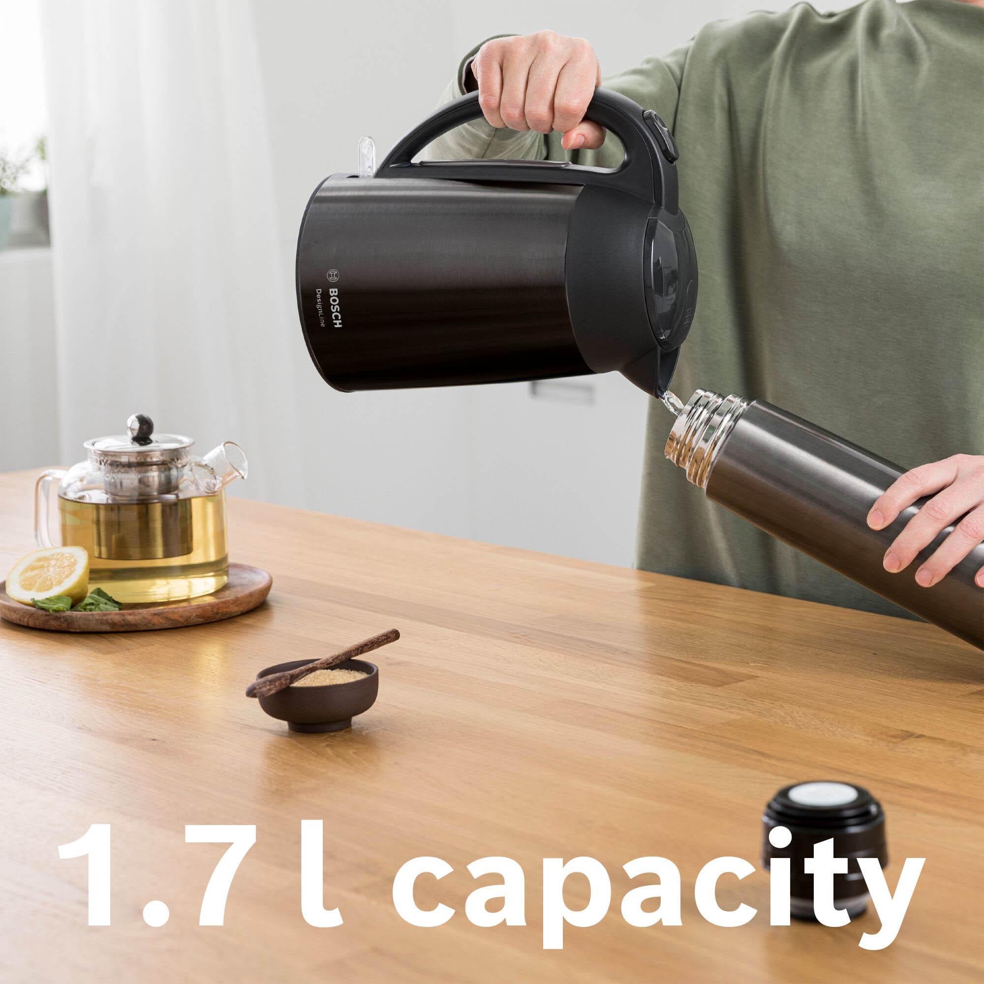 Bosch cordless kettle stainless steel 1.7L black (British brand)
