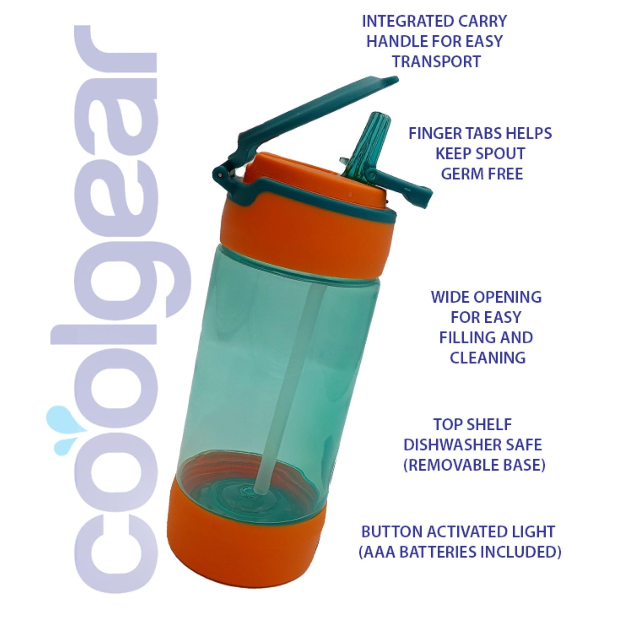 Cool Gear orange LED water bottle 450ml - British product