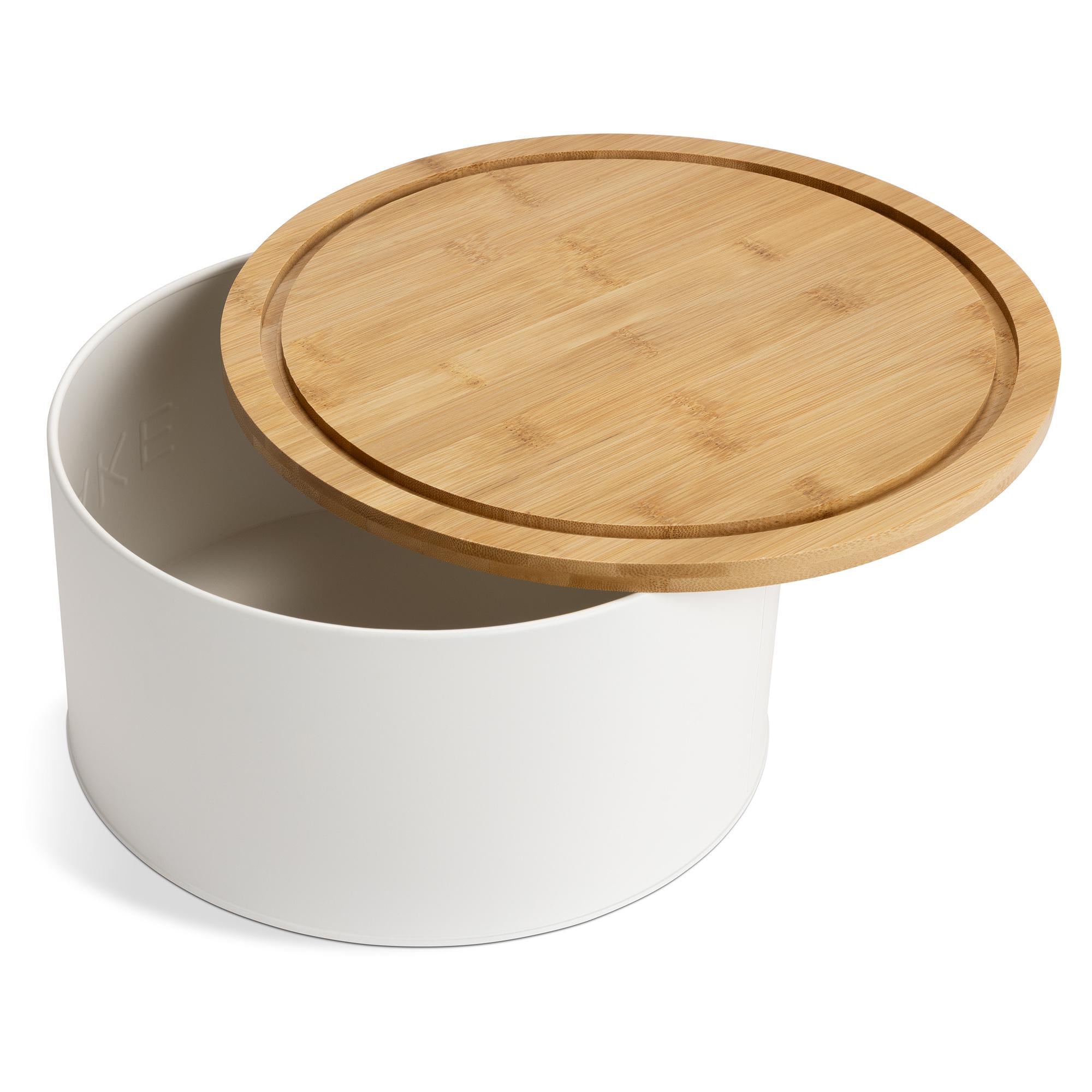 Habitat Embossed Steel Cake Tin with Bamboo Lid 41.5cm, UK version