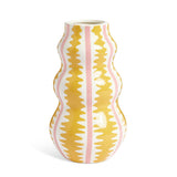 Habitat pink and yellow striped ceramic wiggle vase 25cm (British brand)
