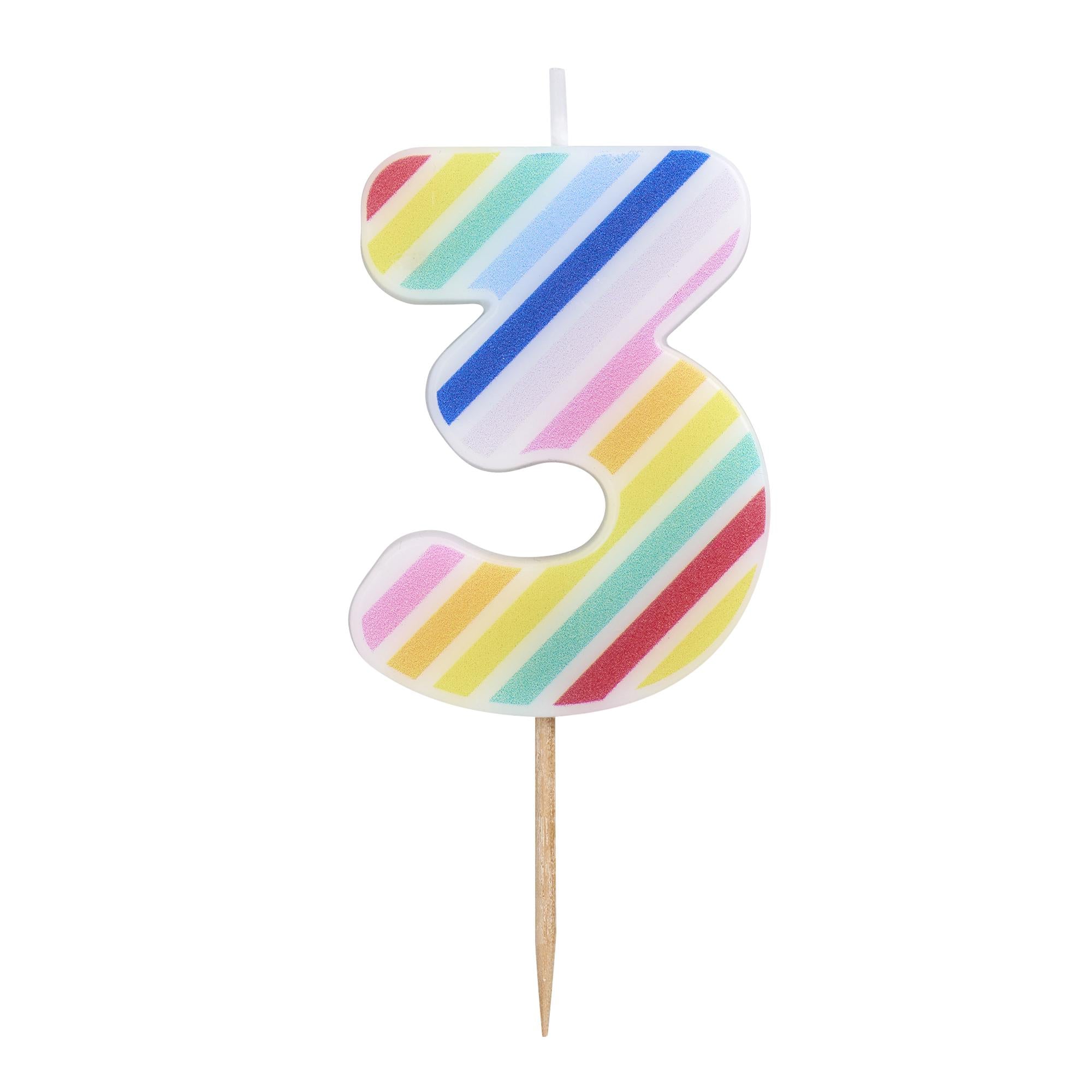 Sainsbury's Home rainbow number 3 candle 7cm (British brand)