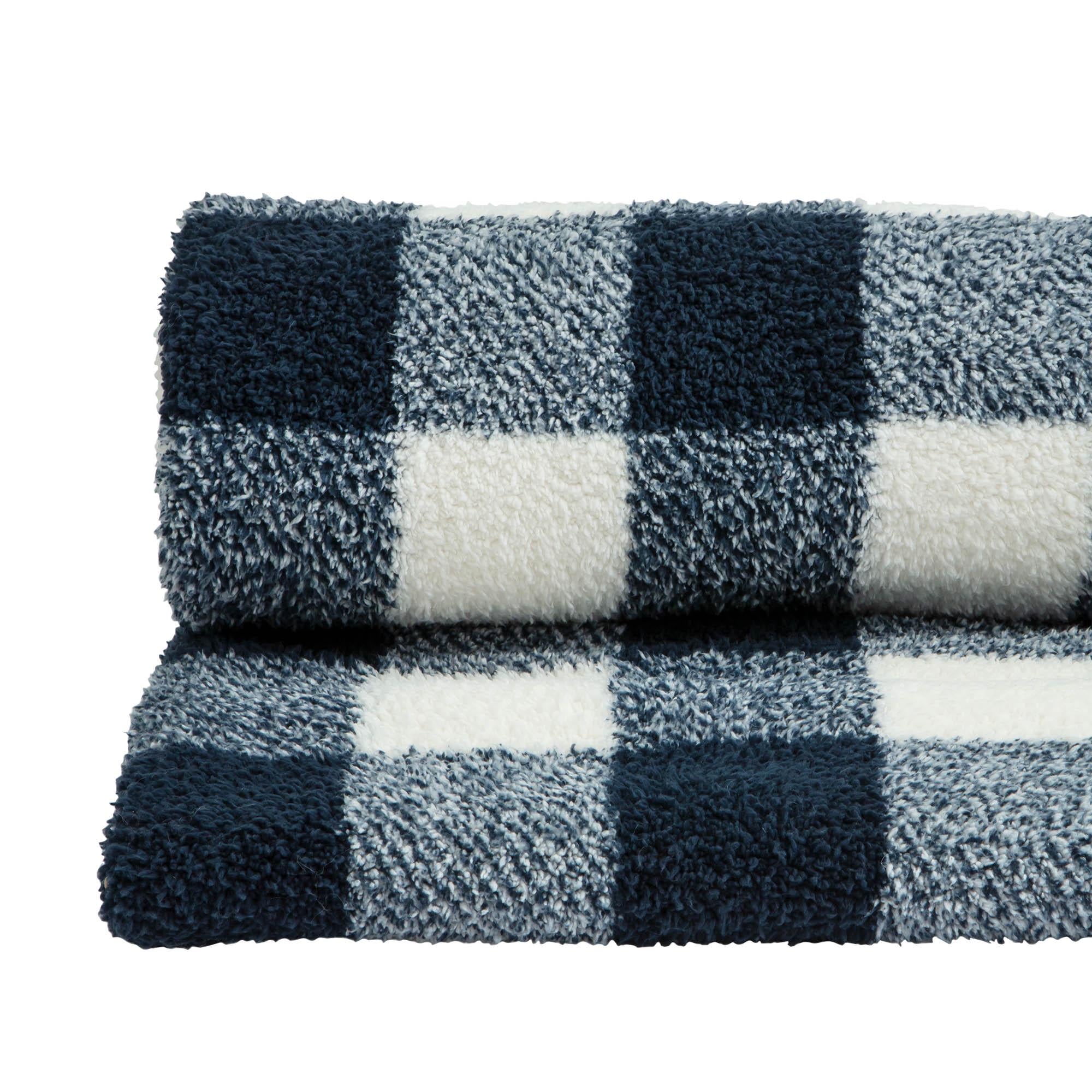 Sainsbury's Home Fleece Throw Navy Check 125x150cm (British brand)