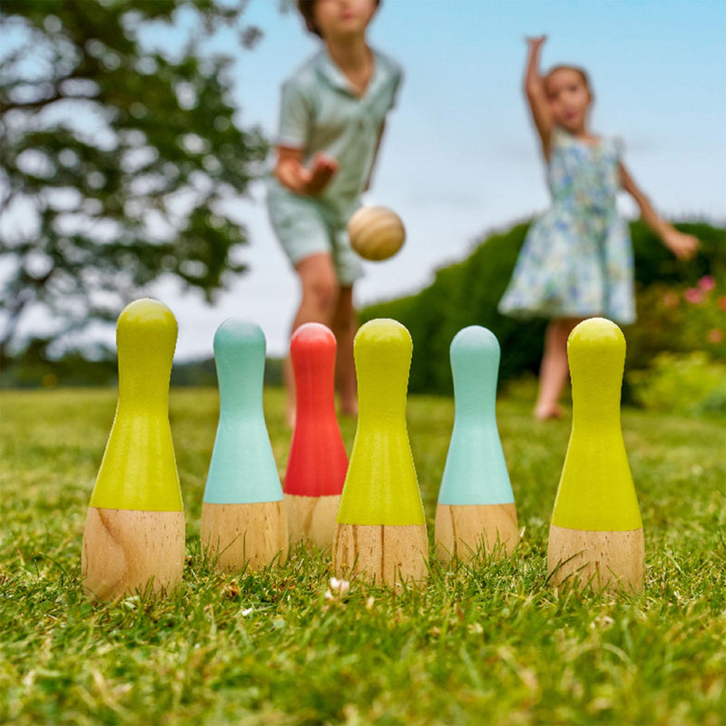 TP Toys wooden skittles outdoor family game, imported from the UK