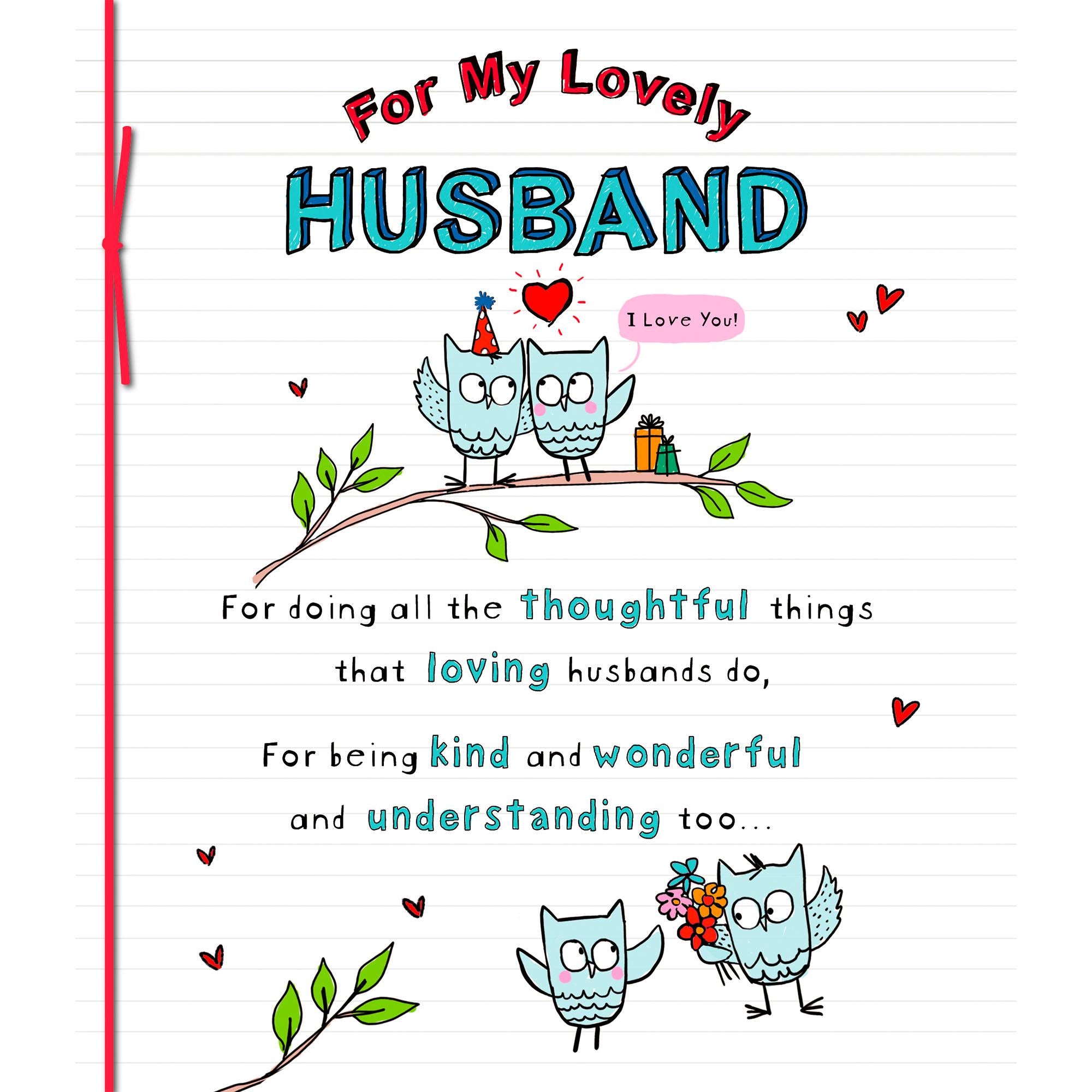 Carlton birthday card husband owl design 15.9x18.4cm - British product