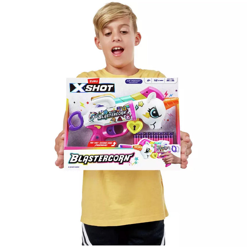 XSHOT Blastercorn unicorn toy blaster with darts (British brand)