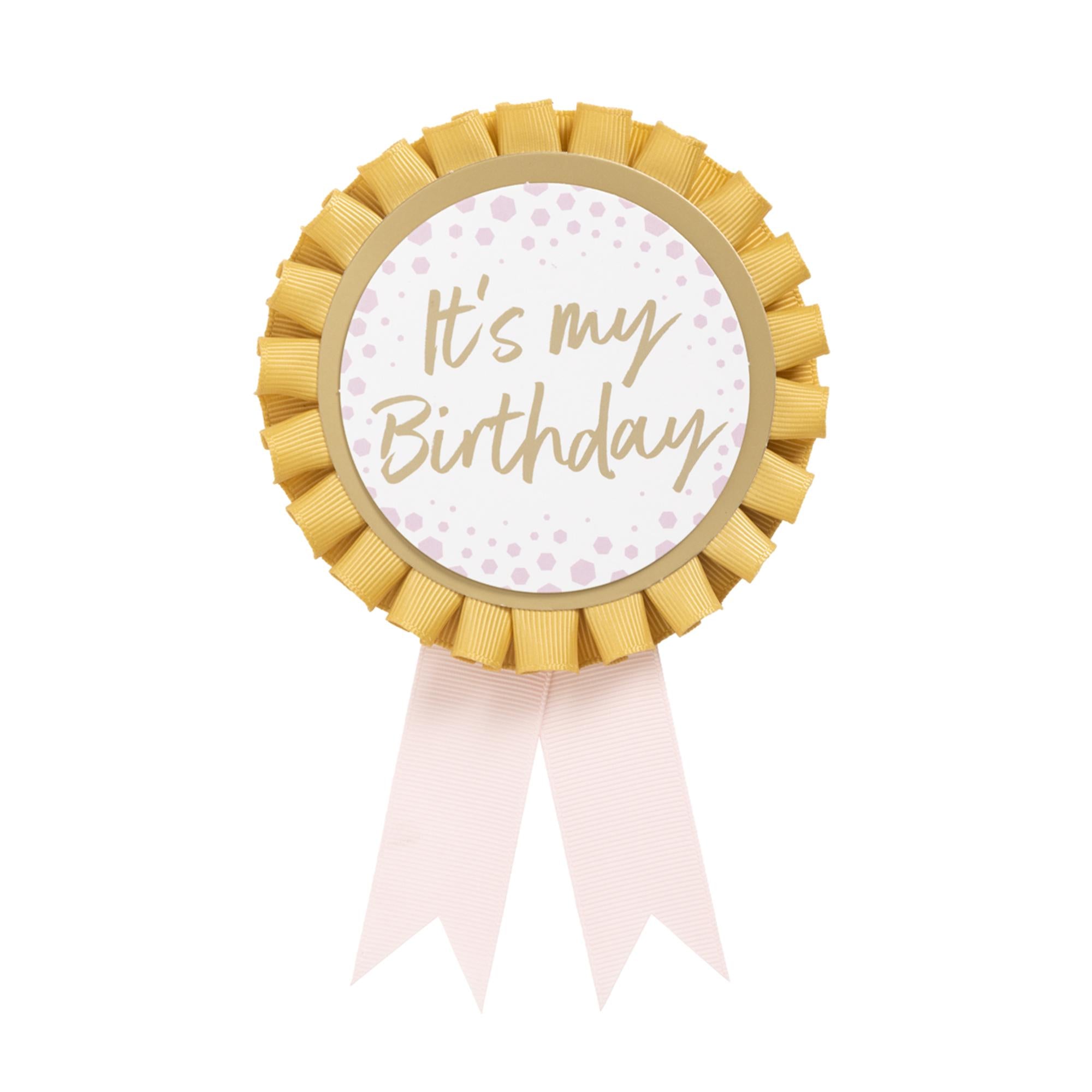 Habitat Birthday Rosette Pink Gold Adult Decoration 17cm, UK version