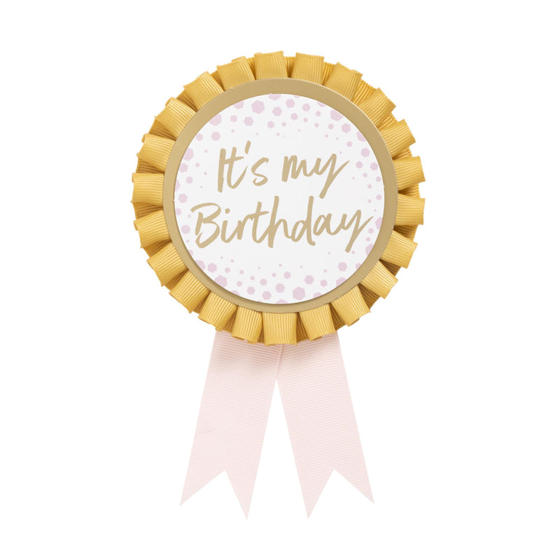 Habitat Birthday Rosette Pink Gold Adult Decoration 17cm, UK version