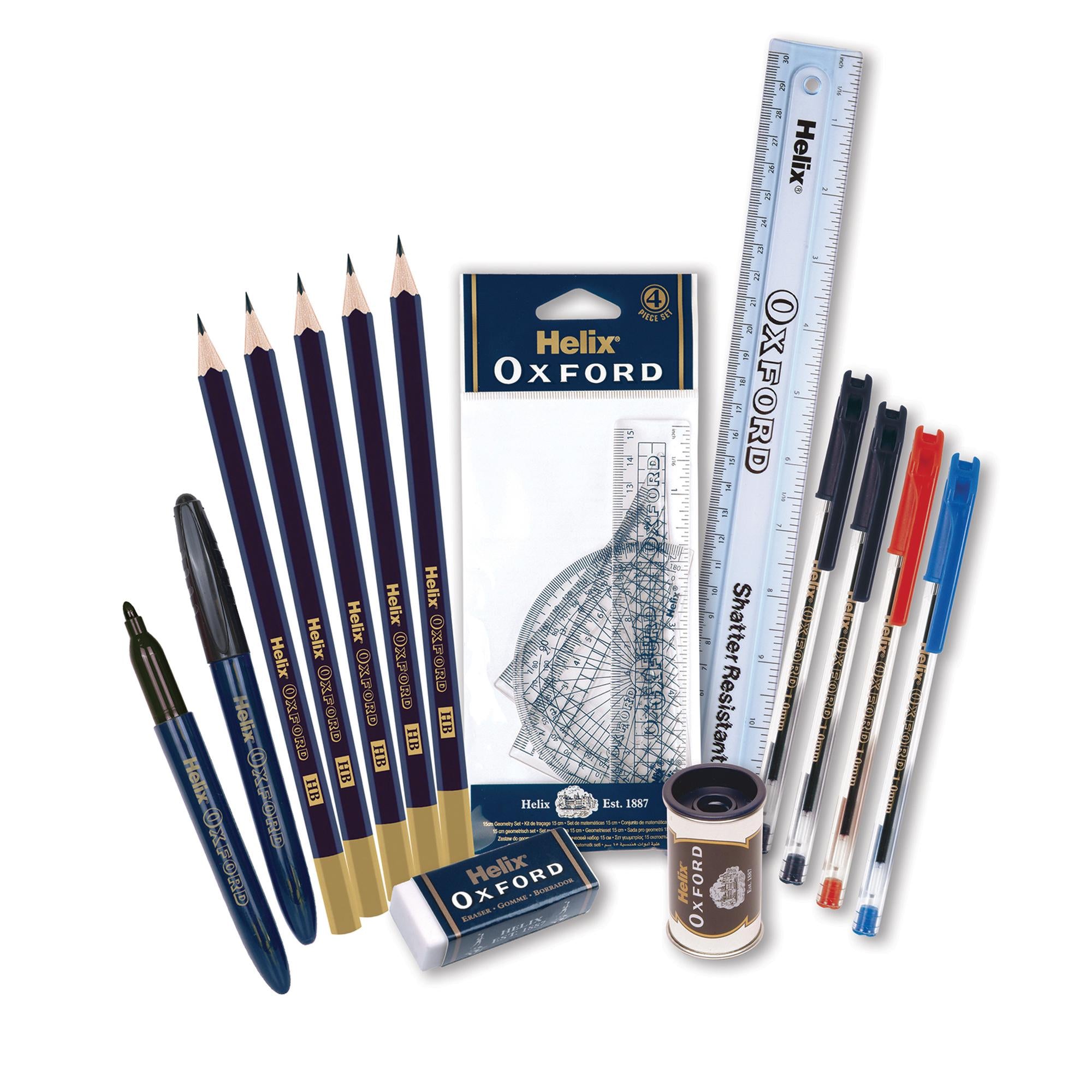 Oxford filled pencil case 18-piece, imported from the UK