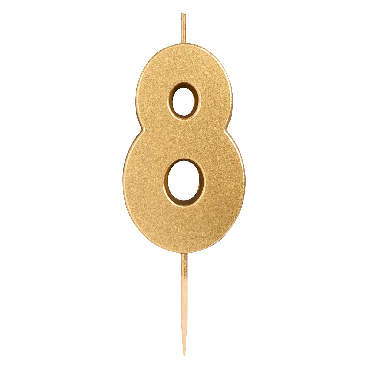 Sainsbury's gold number 8 candle H8cm x W6cm, imported from the UK