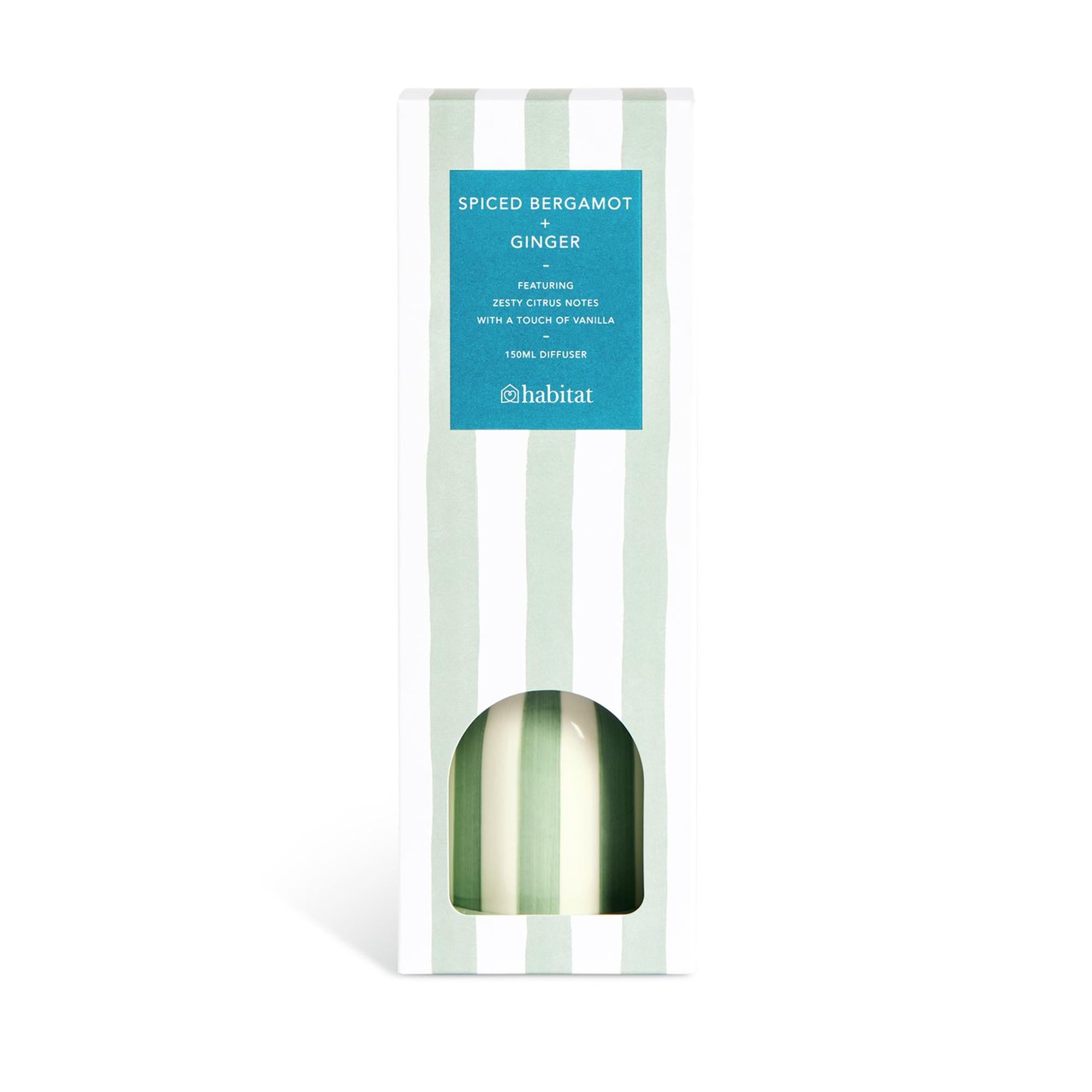 Habitat stripe ceramic diffuser bergamot ginger 150ml, UK version