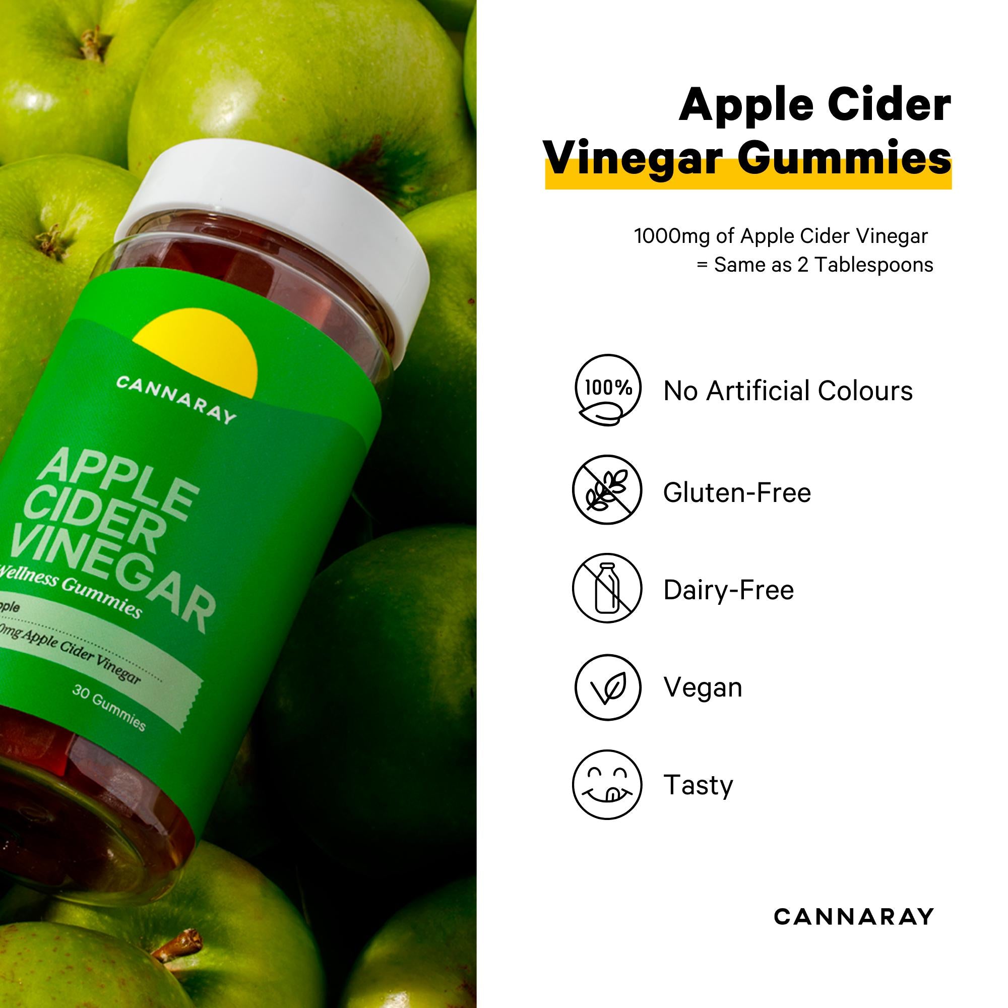 Cannaray Apple Cider Vinegar Wellness Gummies Apple 30 - British product