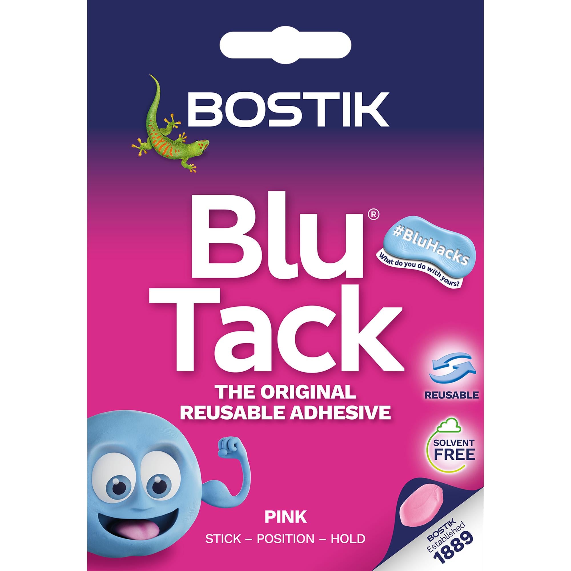 Bostik Blu Tack Pink reusable adhesive putty 45g, UK version