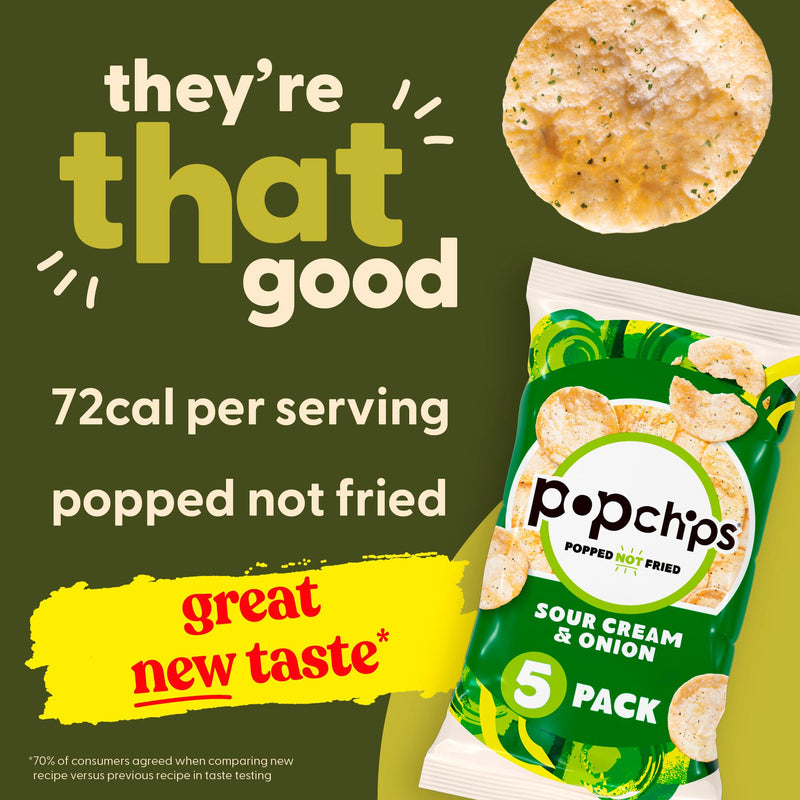 Popchips Sour Cream & Onion 5x17g crisps, UK version