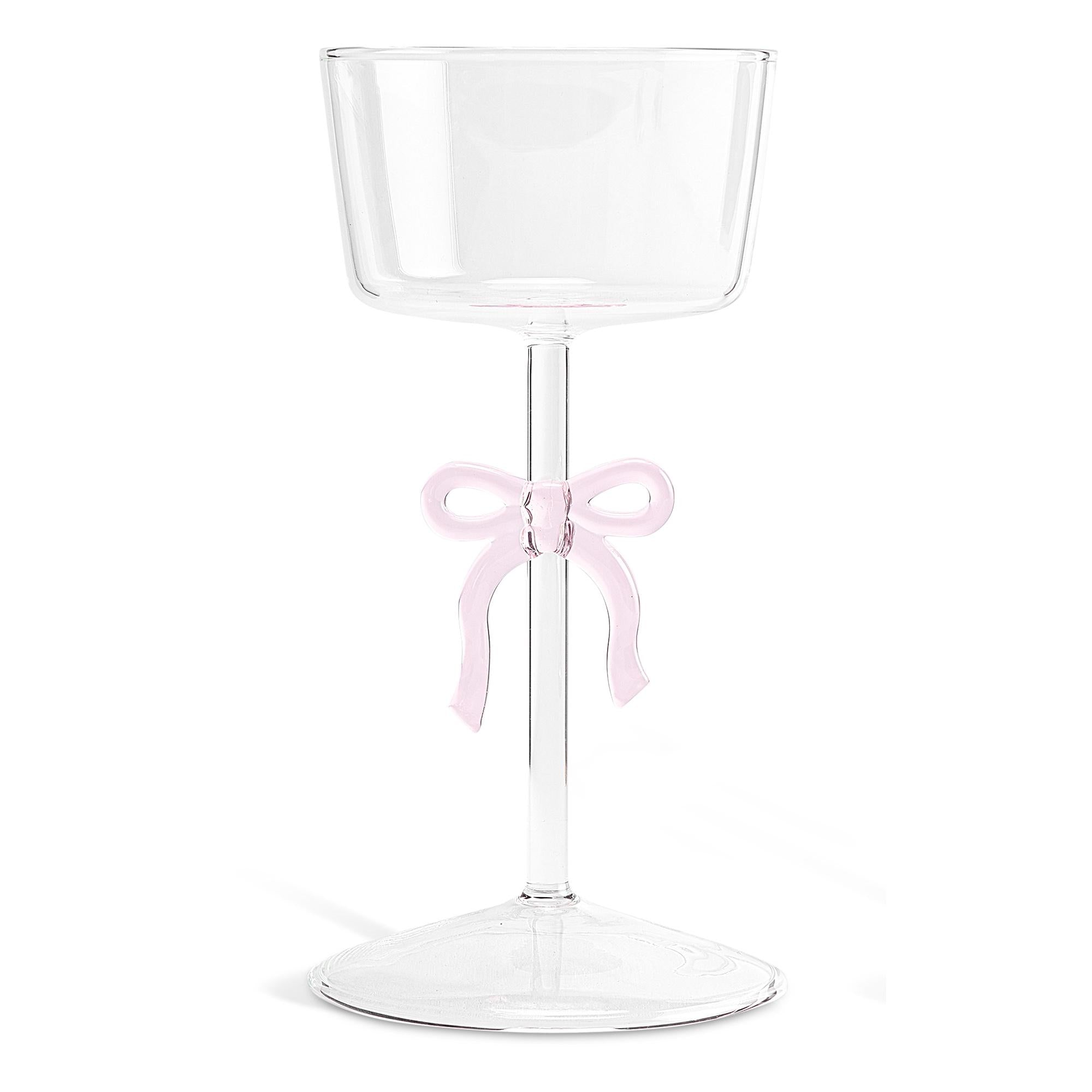 Habitat Glass Bow Pillar Candle Holder 9x17.8cm, UK version