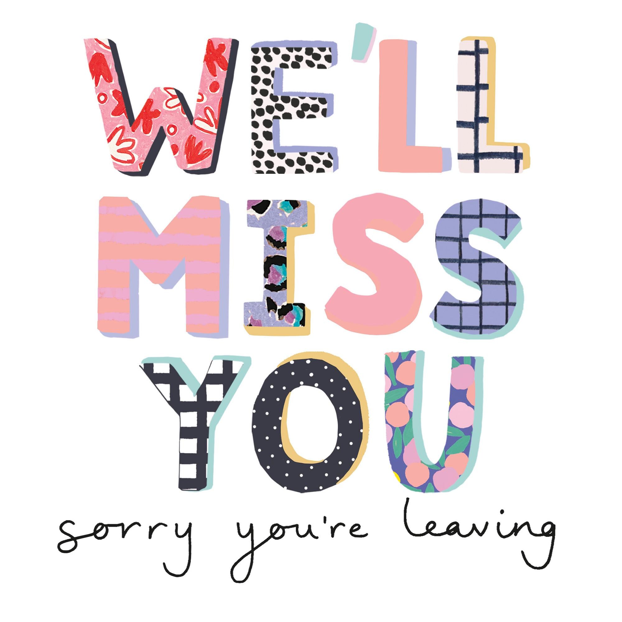 Mint Sorry You're Leaving card Stop the Clock design 21cm - British product