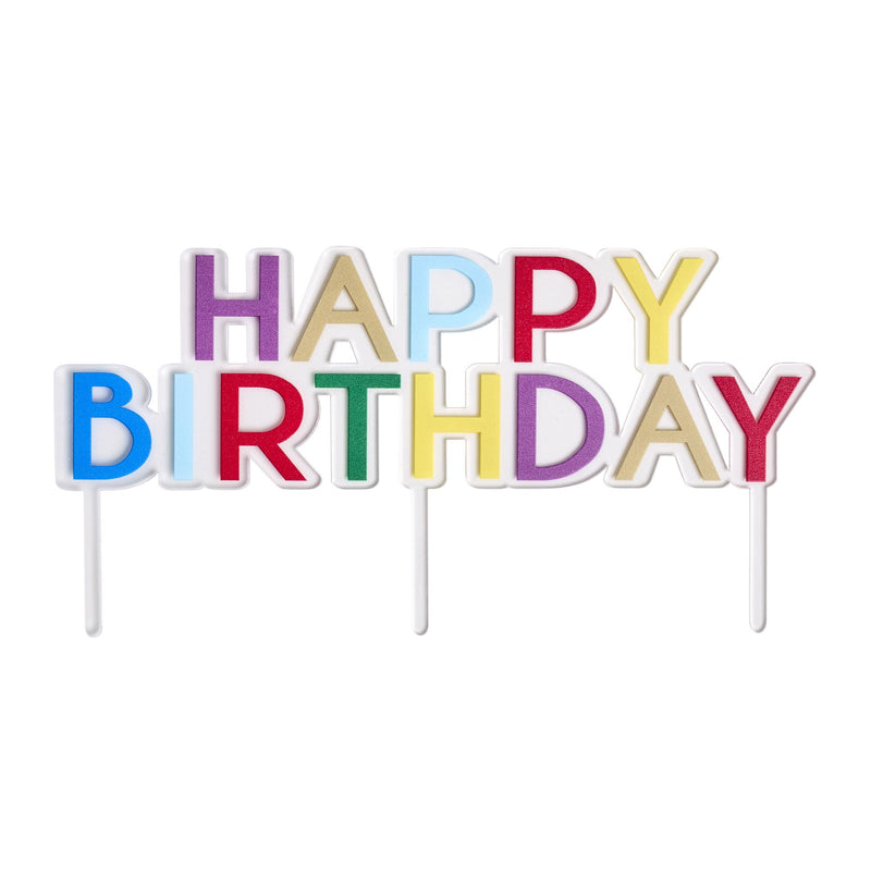 Sainsbury's Metallic Acrylic Cake Topper Happy Birthday 20cm x 10cm (British brand)