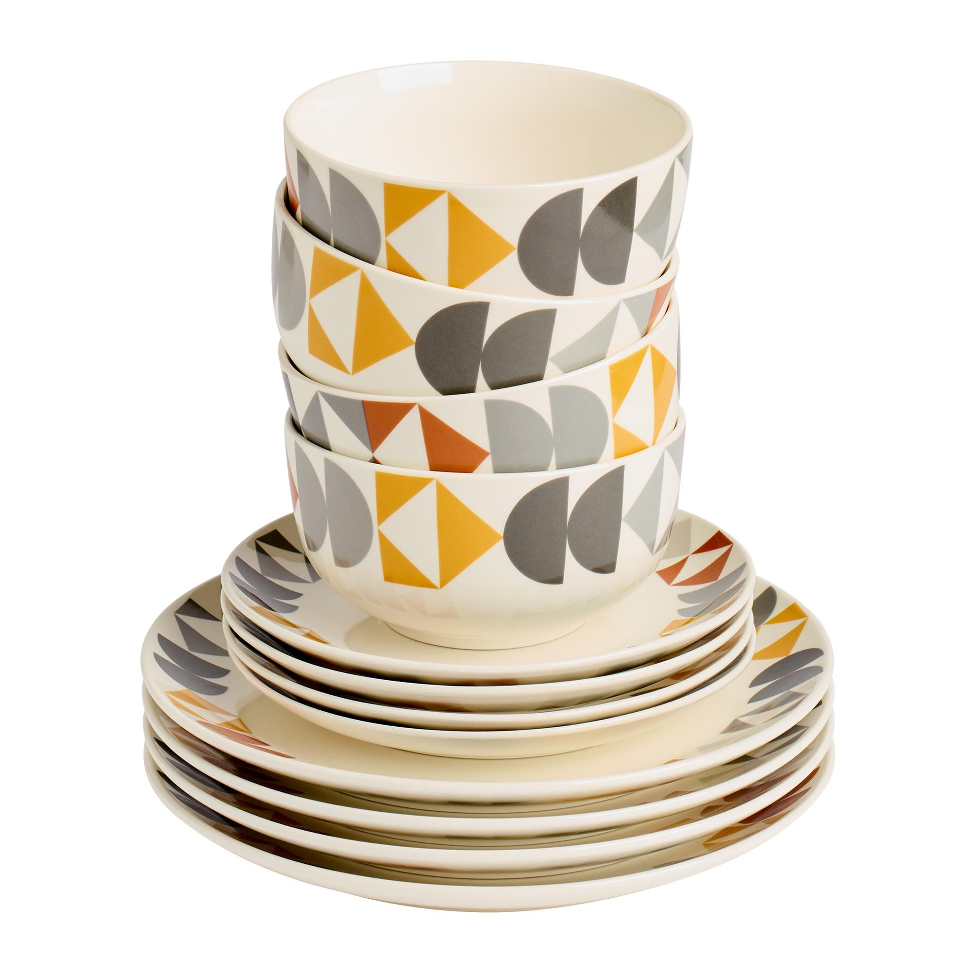 Sainsbury's Home Geo Decal dinner set 12-piece, imported from the UK