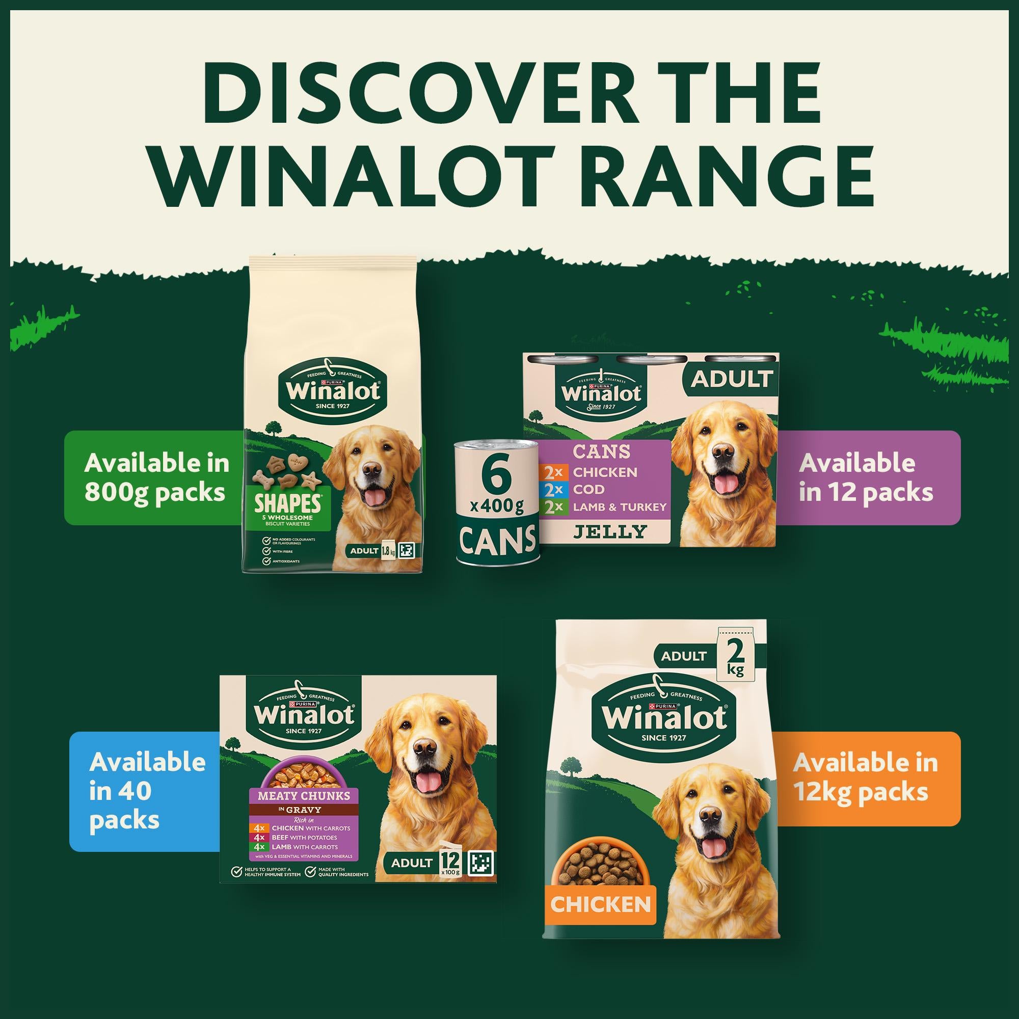 Winalot small dog food meaty chunks 12x85g, imported from the UK