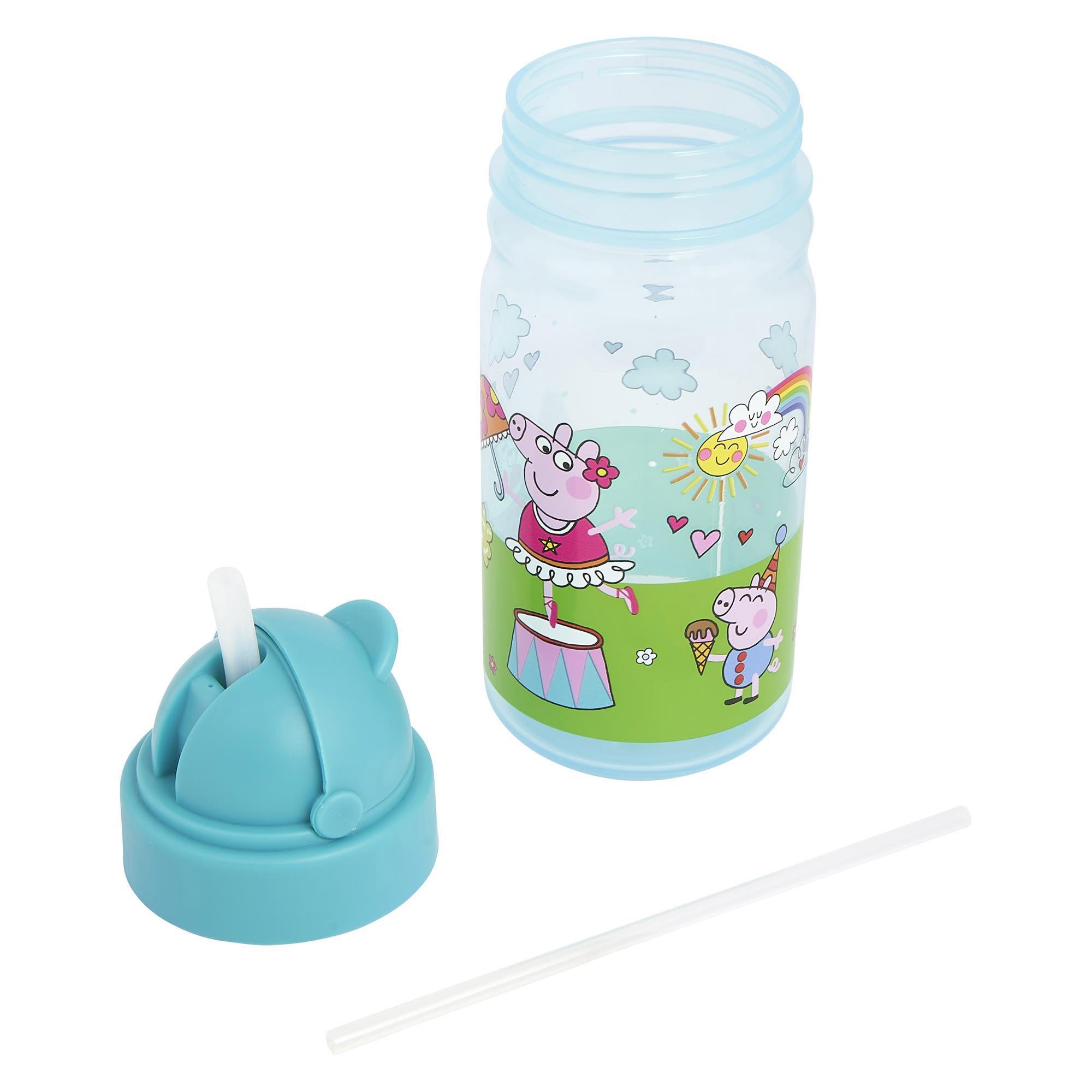 Official Peppa Pig water bottle 400ml with straw, imported from the UK