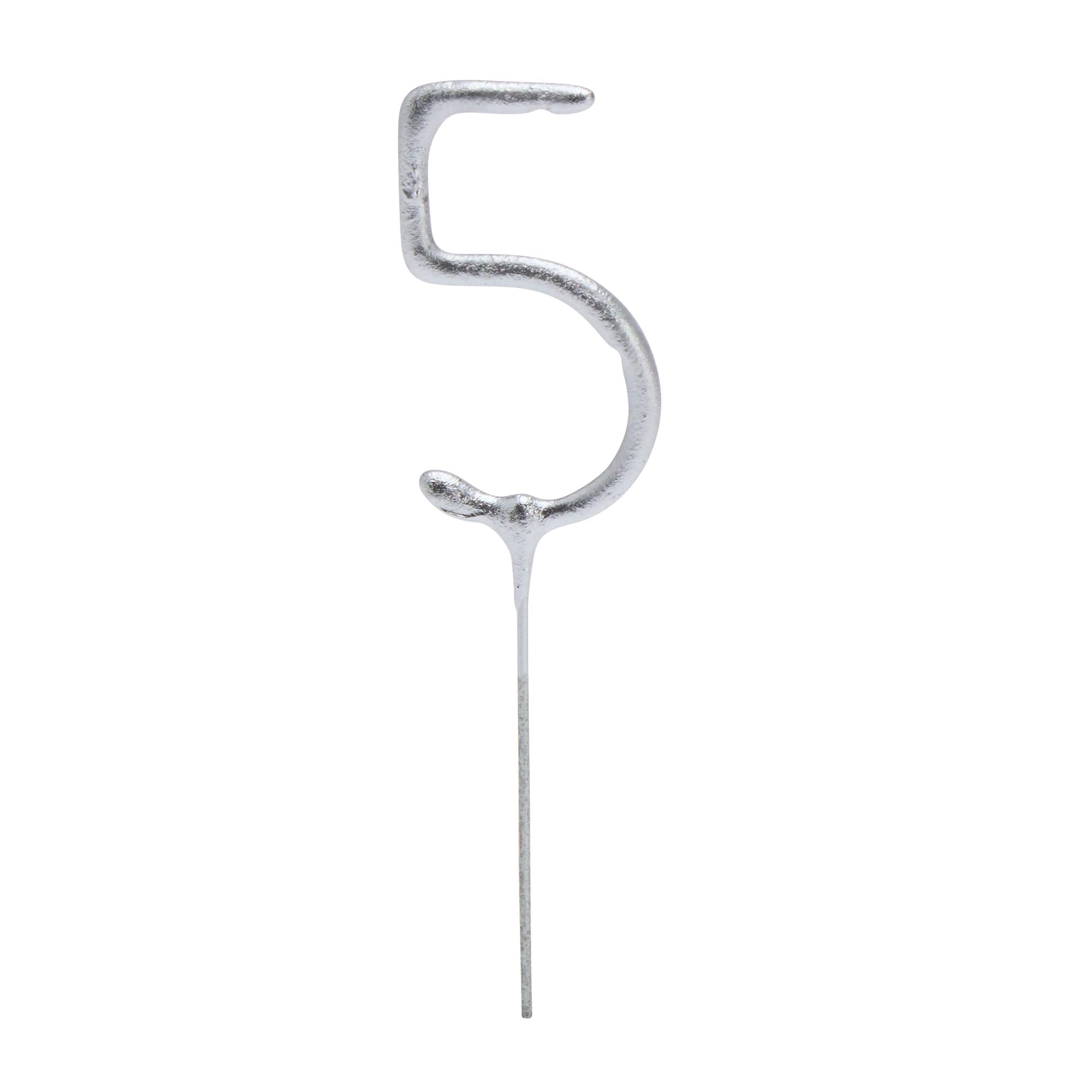 Sainsbury's Home silver number 5 cake sparkler 17cm (British brand)