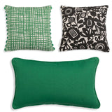 Hedgehog Printed Cushion with Cotton Cover and Green Piping, 50x30cm