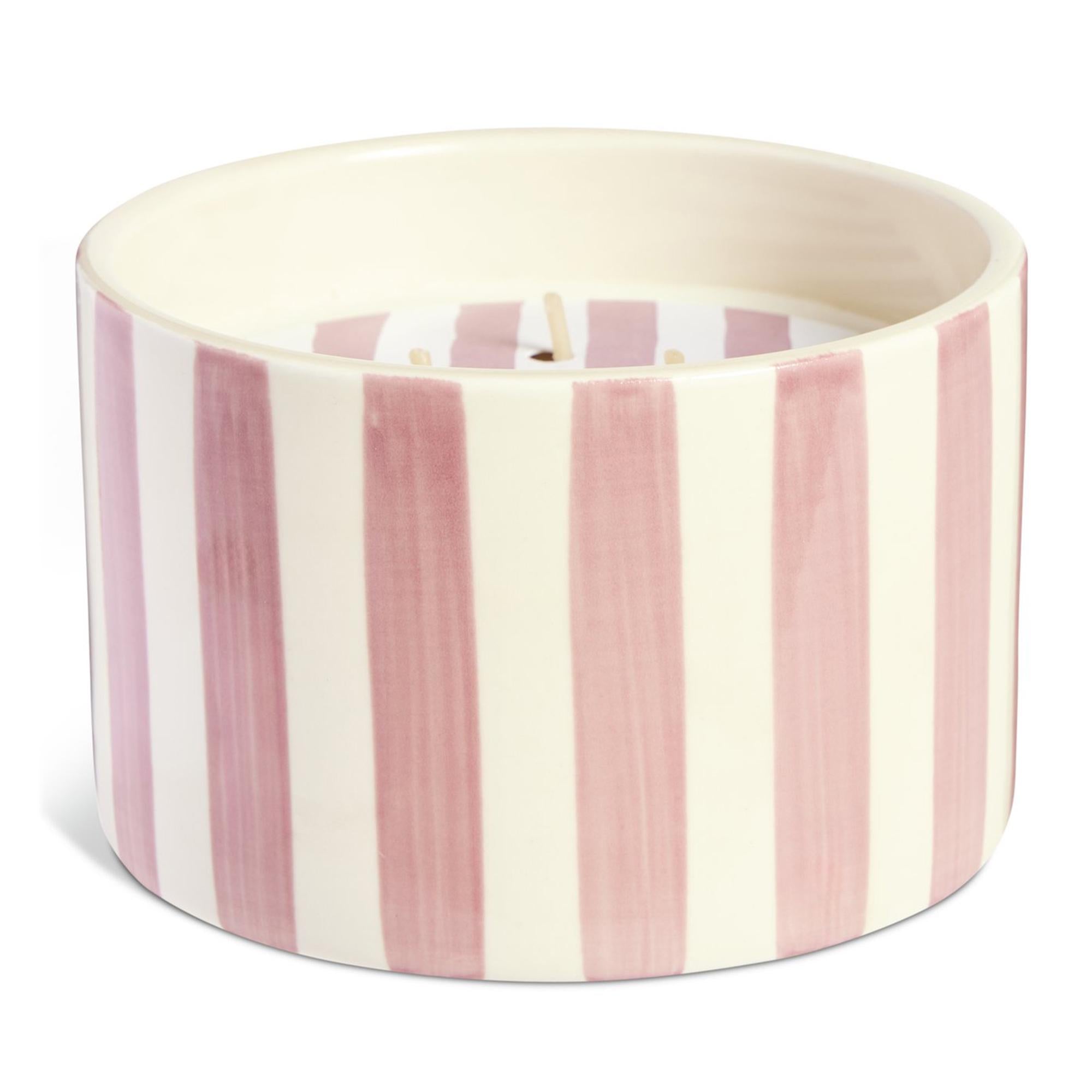 Habitat Pepper & Cassis scented pink stripe ceramic large candle, UK version