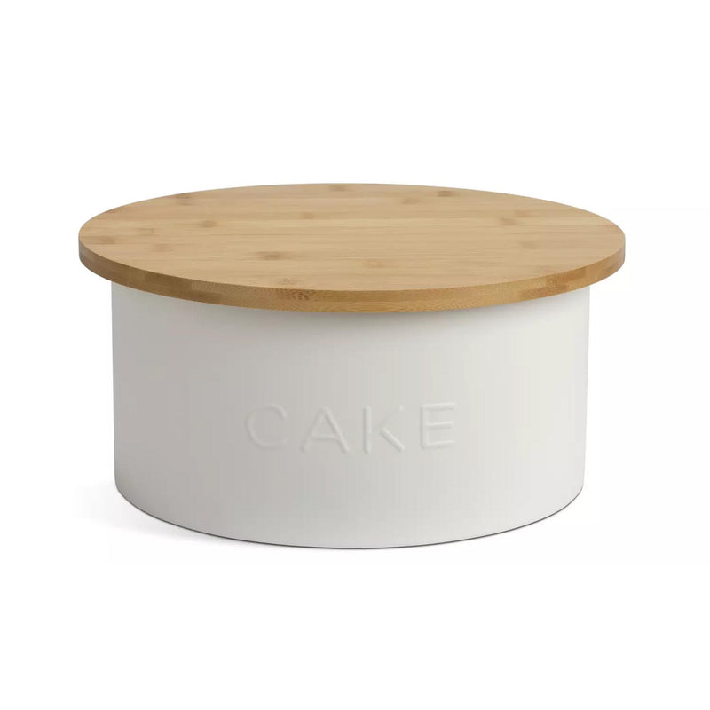 Habitat Embossed Steel Cake Tin with Bamboo Lid 41.5cm, UK version