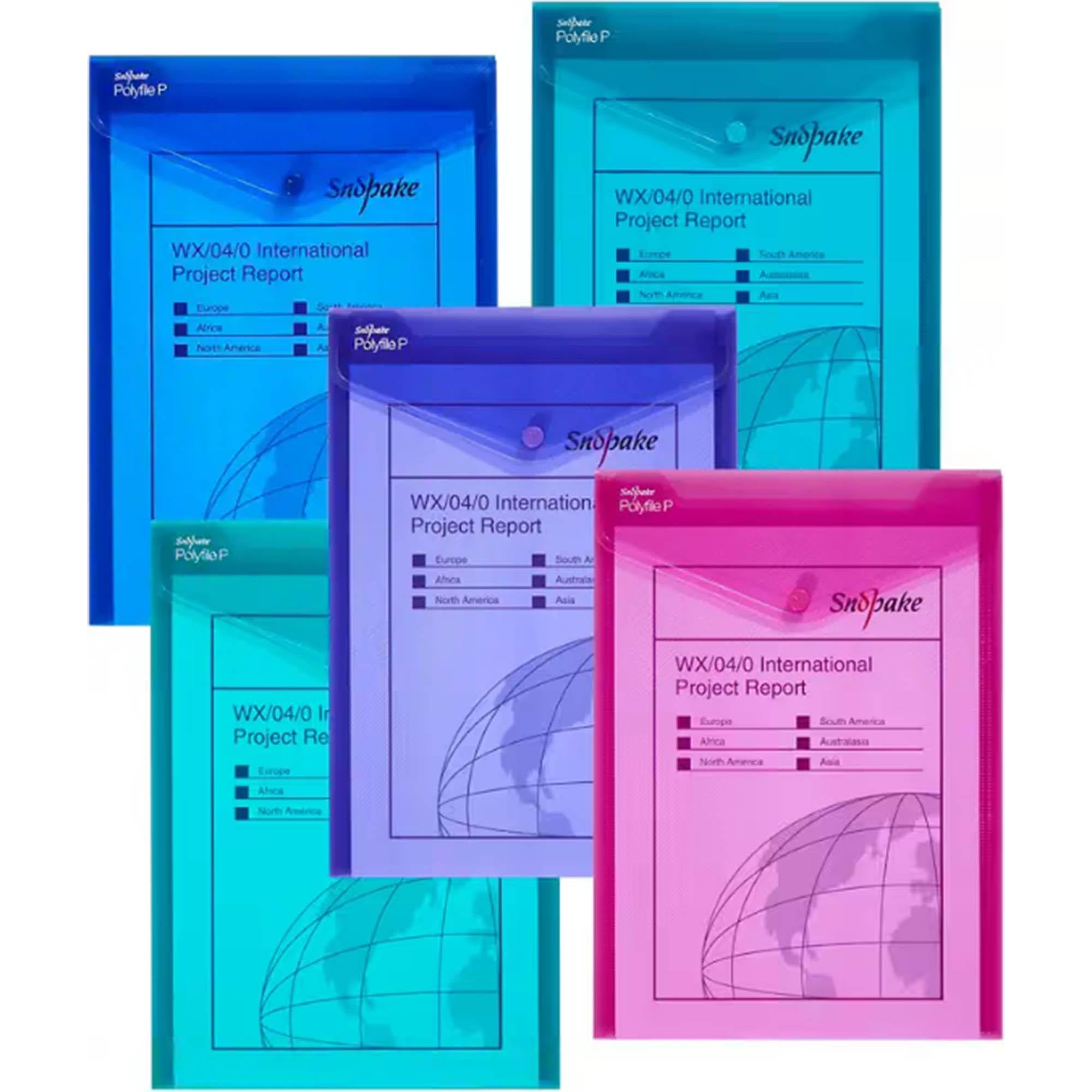Snopake polyfile wallet assorted pack A4, UK version
