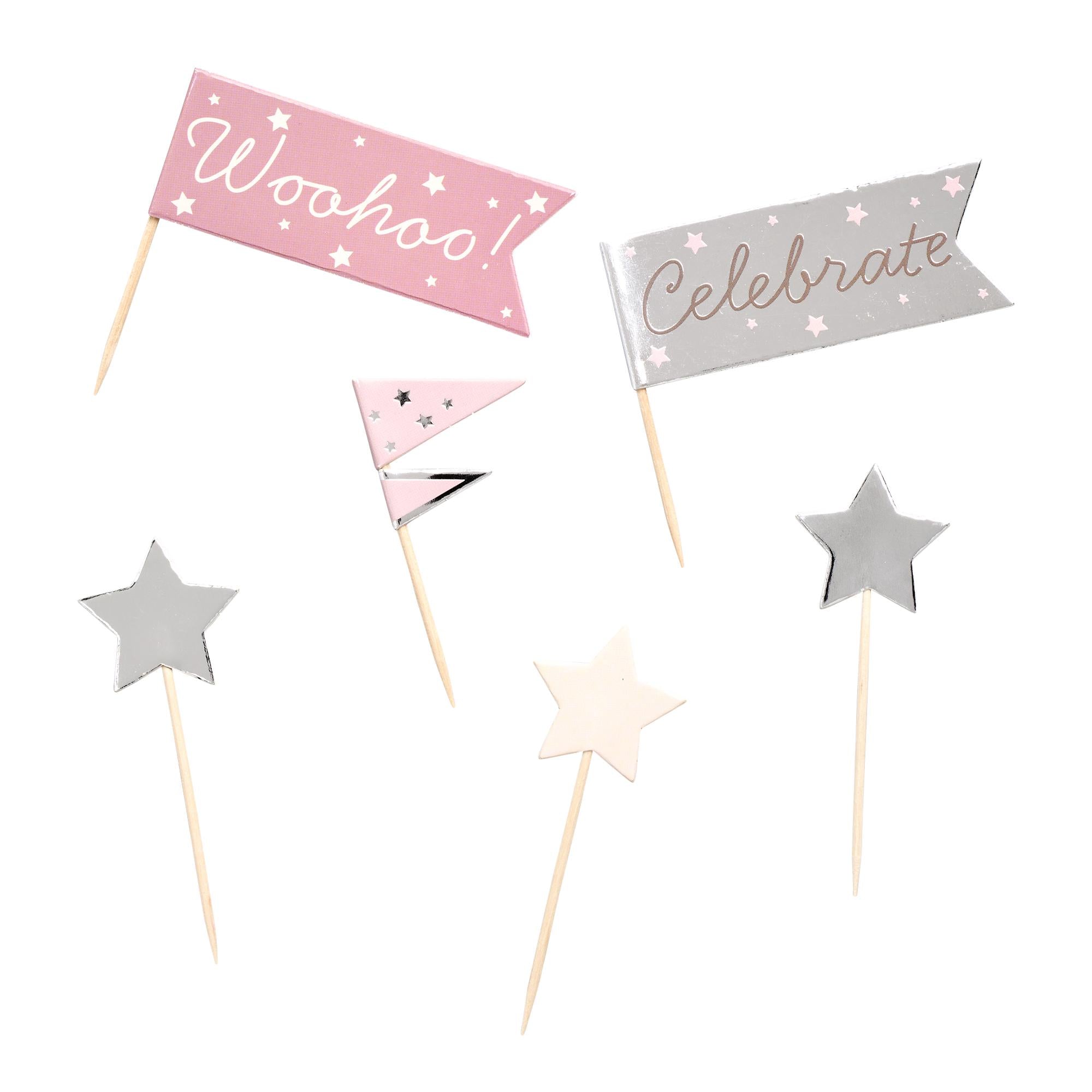 Sainsbury's Home cupcake toppers metallic assorted pack of 6 (British brand)