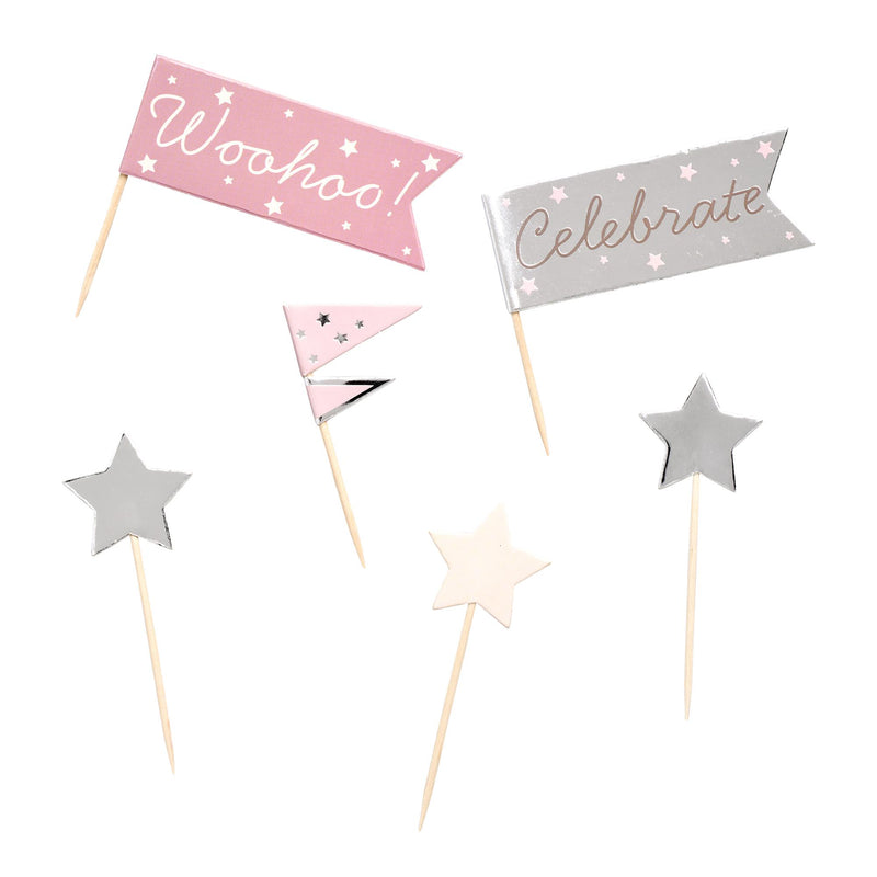 Sainsbury's Home cupcake toppers metallic assorted pack of 6 (British brand)