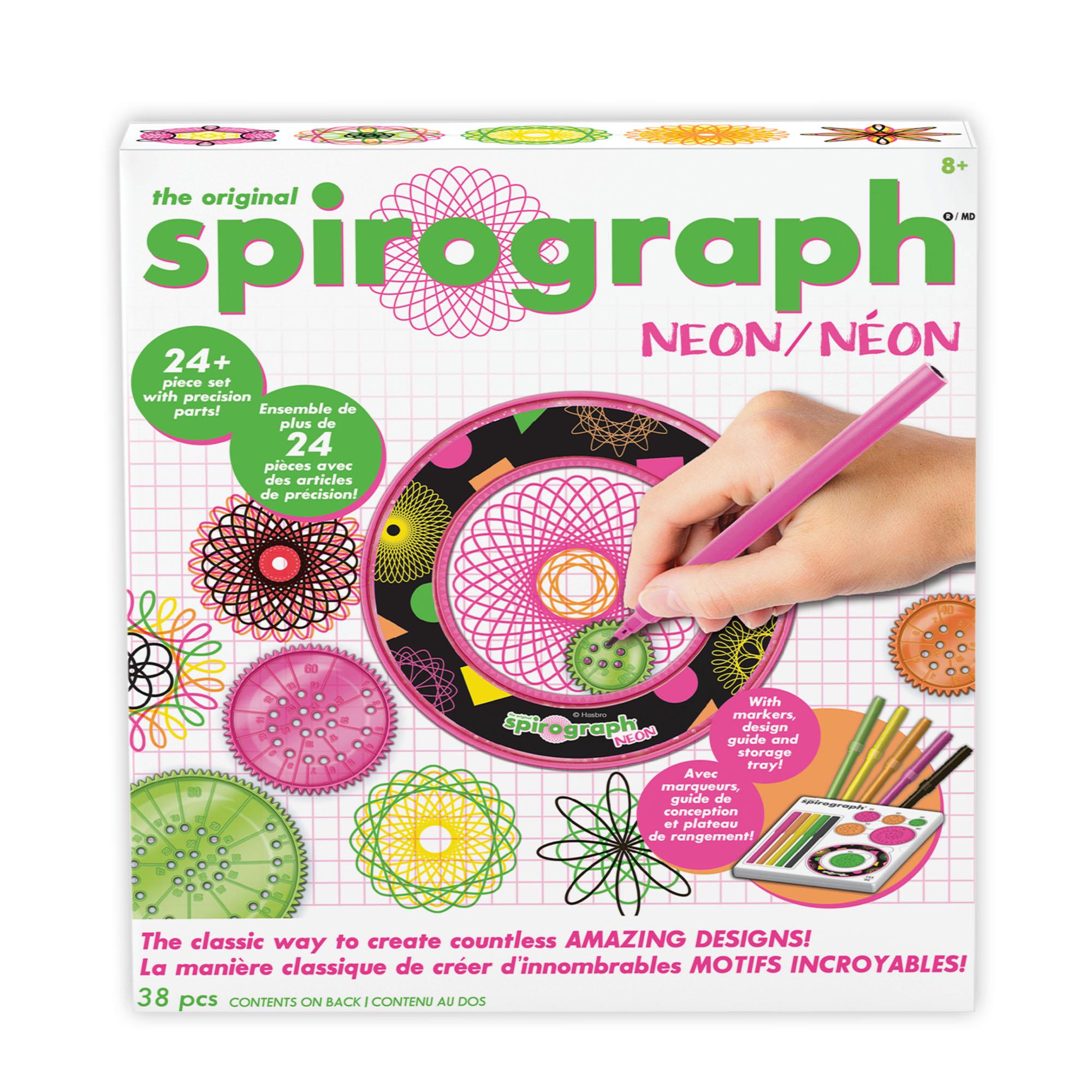 Spirograph neon design set with precision wheels and pens, UK version