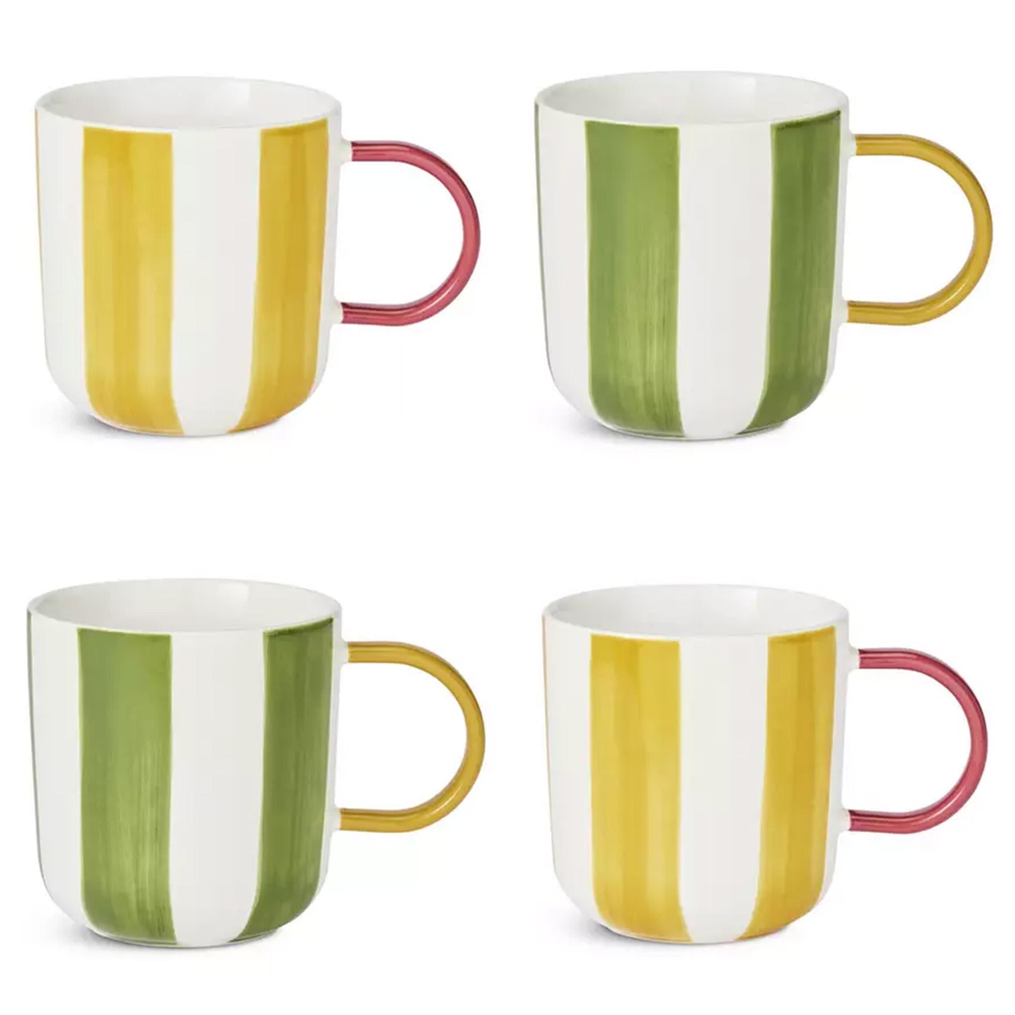 Habitat handpainted stripe mug set 4 mugs 430ml, imported from the UK