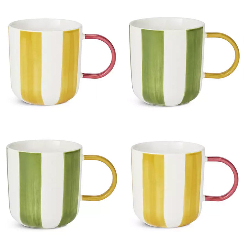 Habitat handpainted stripe mug set 4 mugs 430ml, imported from the UK